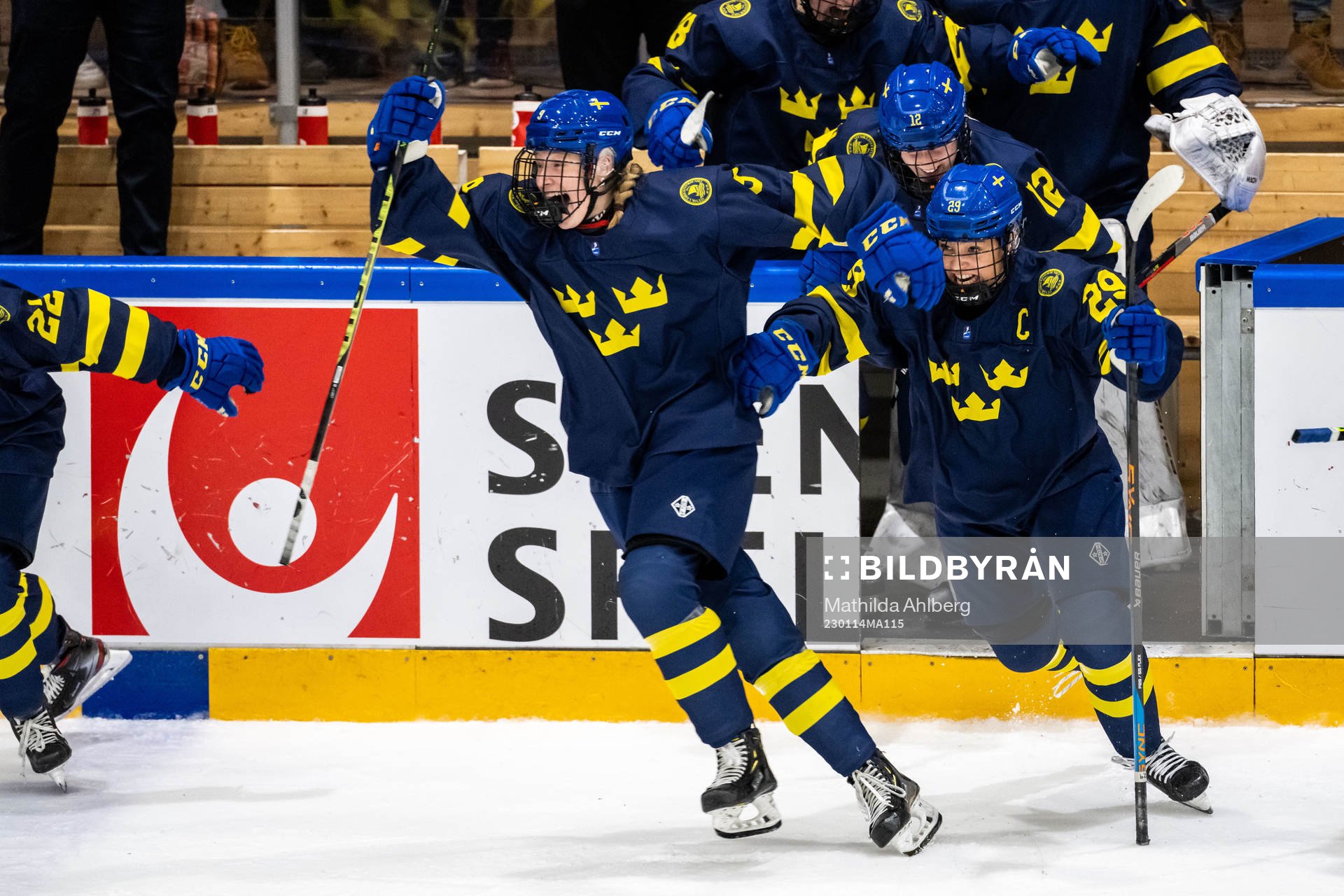 Mira Markström and Stella Lindell of Sweden celebrate
