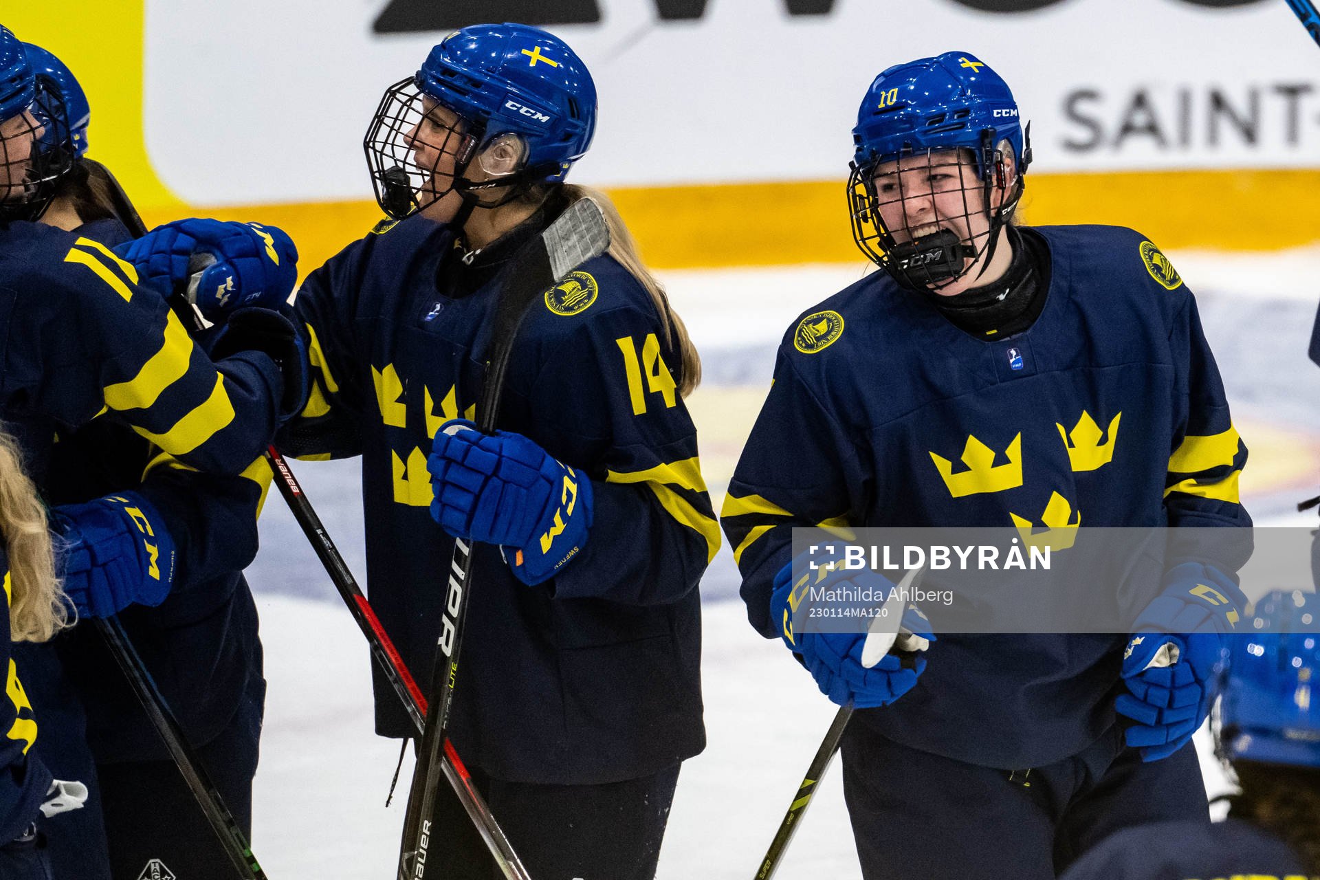 Tilde Utbult and Linnea Natt och Dag of Sweden celebrate