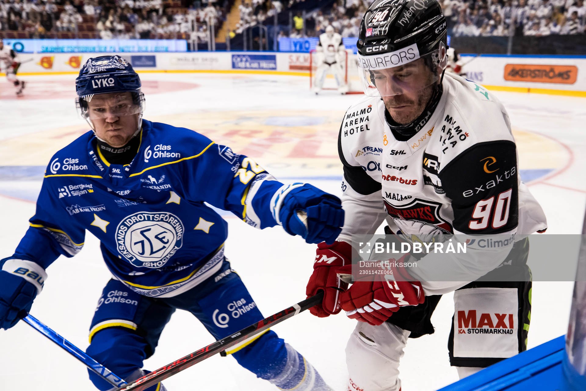 Leksands Tobias Ekberg och Malmö Redhawks Lance Bouma