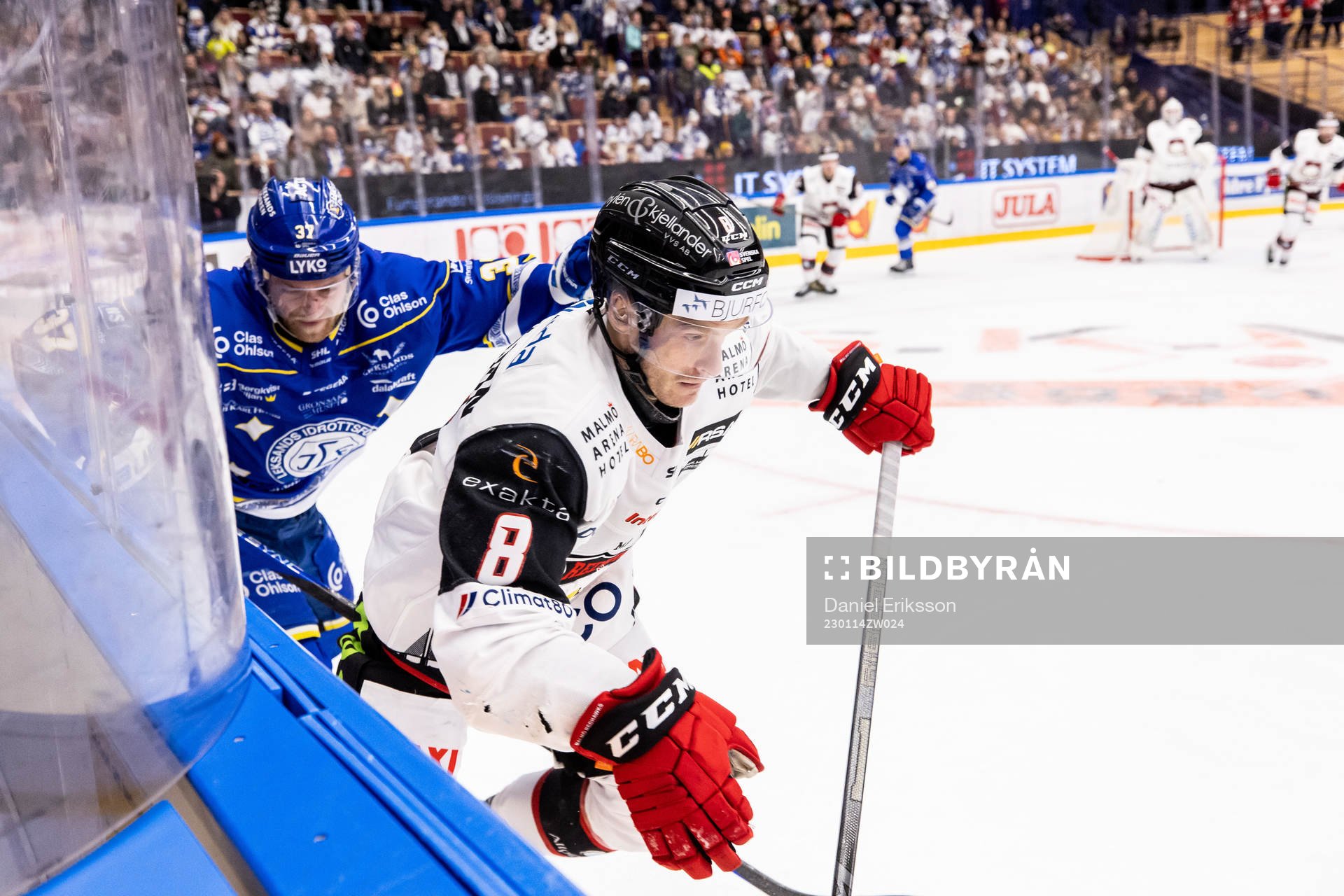 Malmö Redhawks Johan Olofsson och Leksands Anton Lindholm
