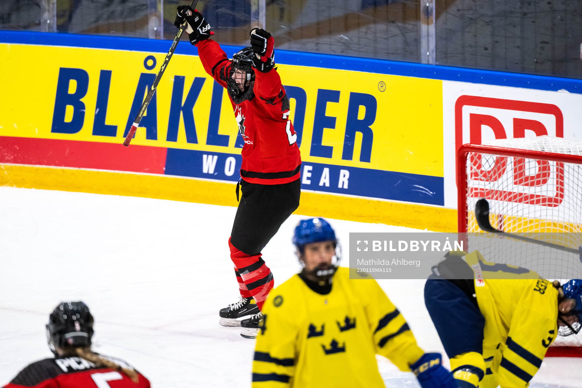 Abby Lunney of Canada celebrates scoringg 7-0
