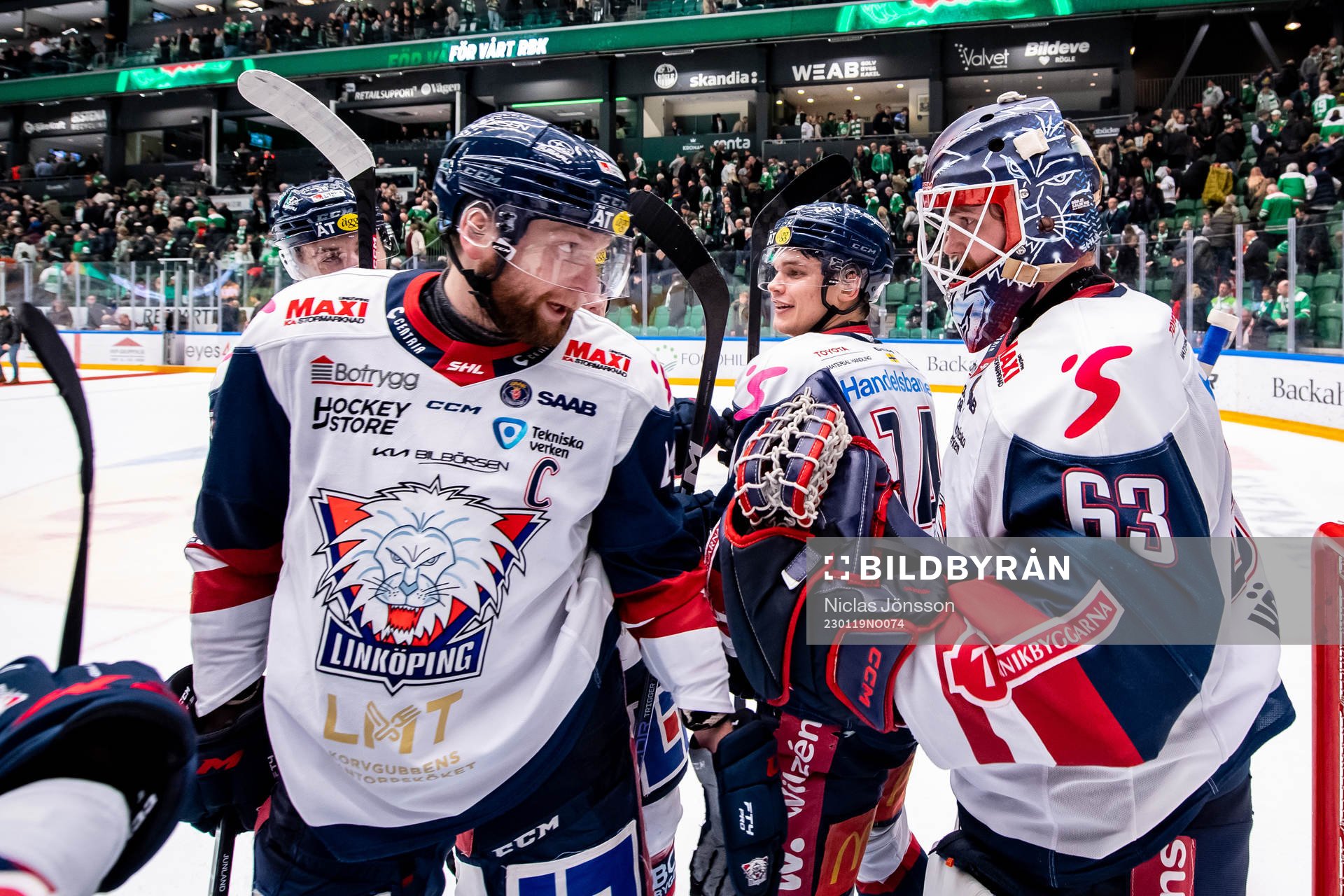 Linköpings Jonas Junland och målvakt Marcus Högberg