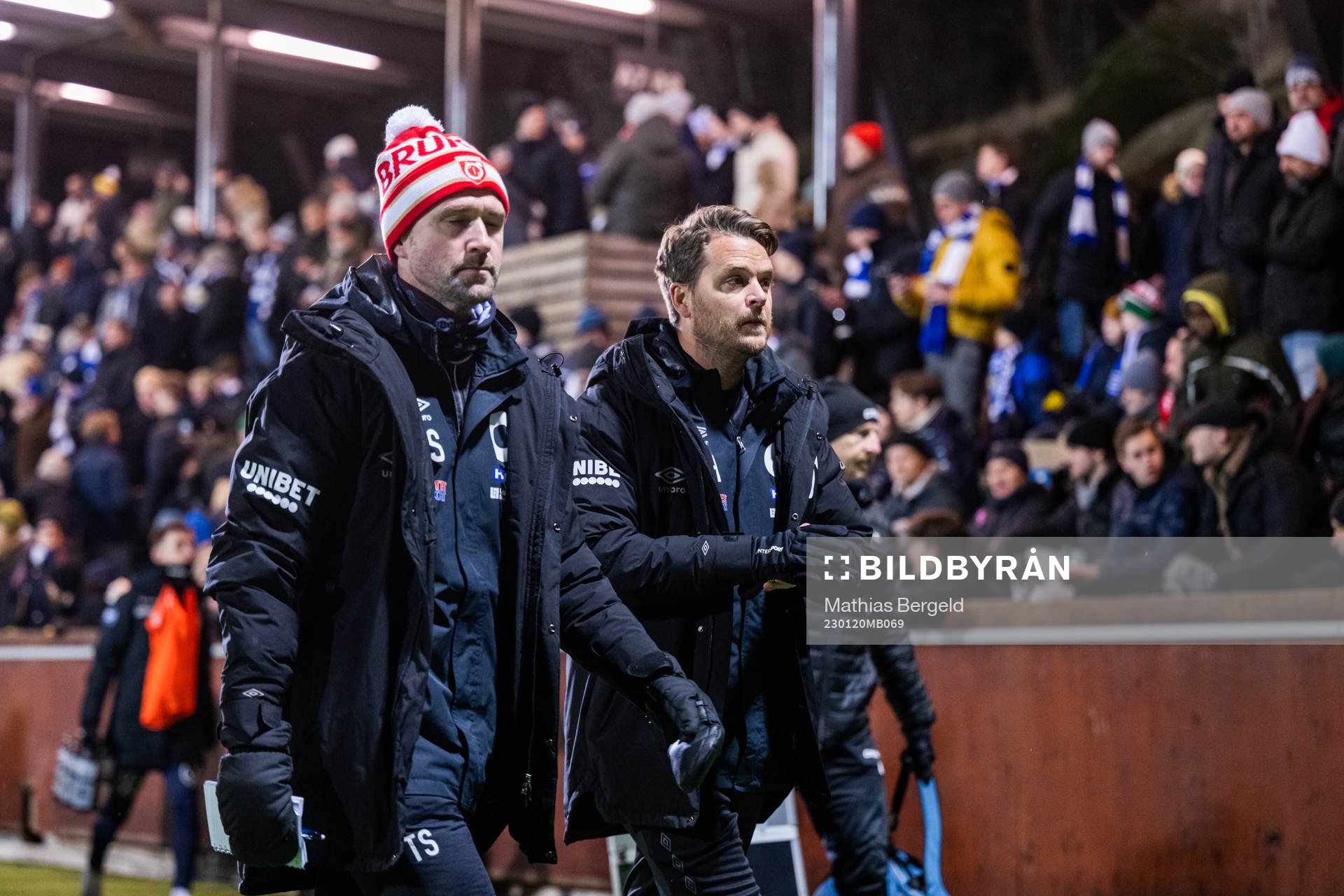 Degerfors tränare Andreas Holmberg och tränare Tobias Solberg under träningsmatchen i fotboll mellan IFK Göteborg och Degerfors den 20 januari 2023 i Göteborg.