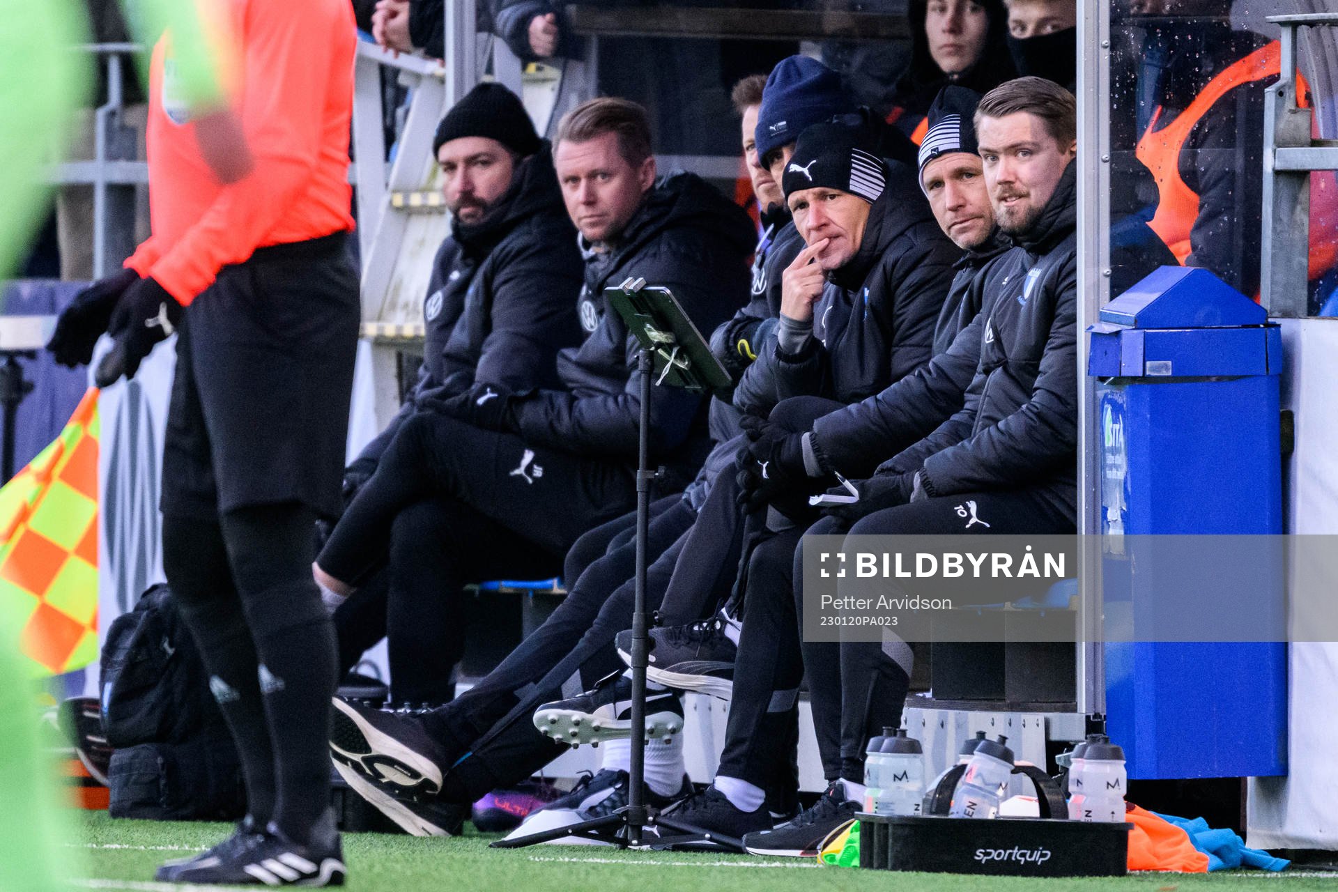 Malmö FFs tränare Henrik Rydström under träningsmatchen i fotboll mellan Malmö FF och Randers den 20 januari 2023 i Malmö. 