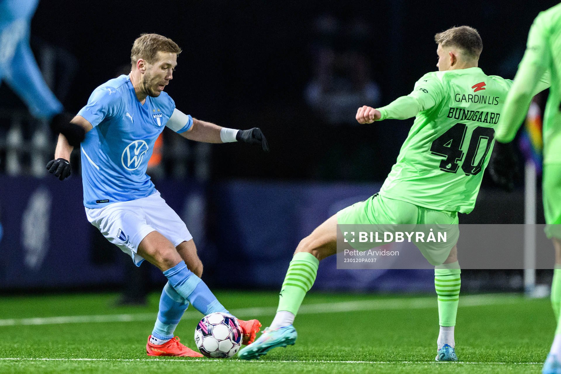Malmö FFs Anton Tinnerholm och Randers Filip Bundgård