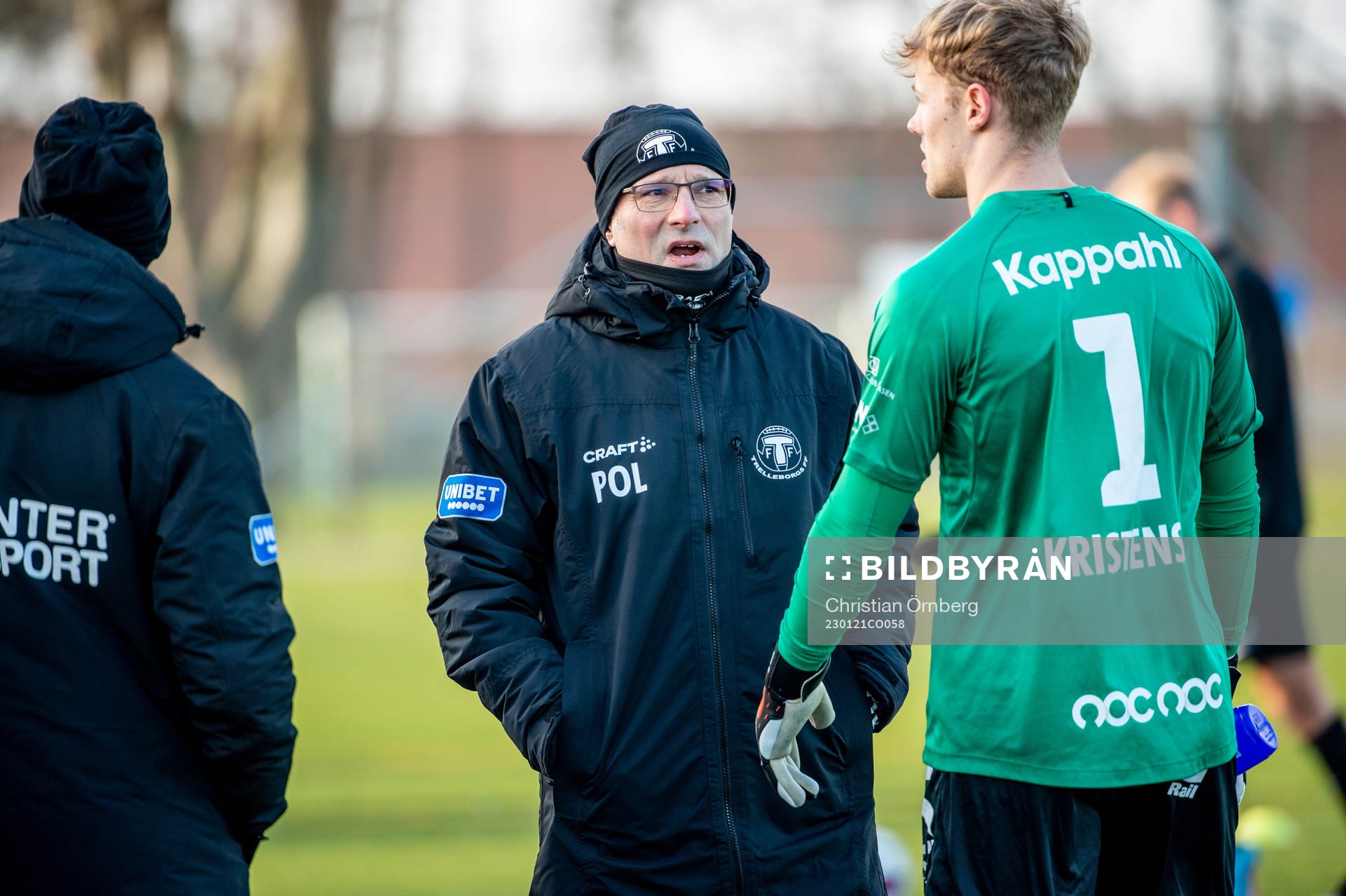 Trelleborgs huvudtränare Per-Ola Ljung och målvakt Kasper