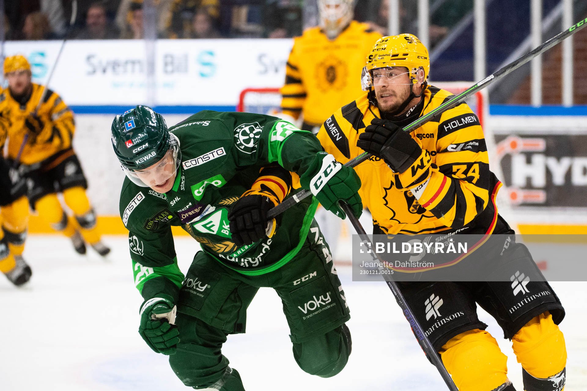Färjestads Joel Nyström och Skellefteås Tom Kühnhackl