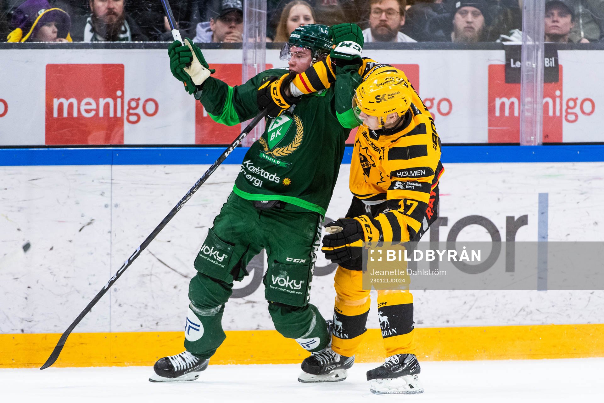 Färjestads Oscar Lawner och Skellefteås Pär Lindholm