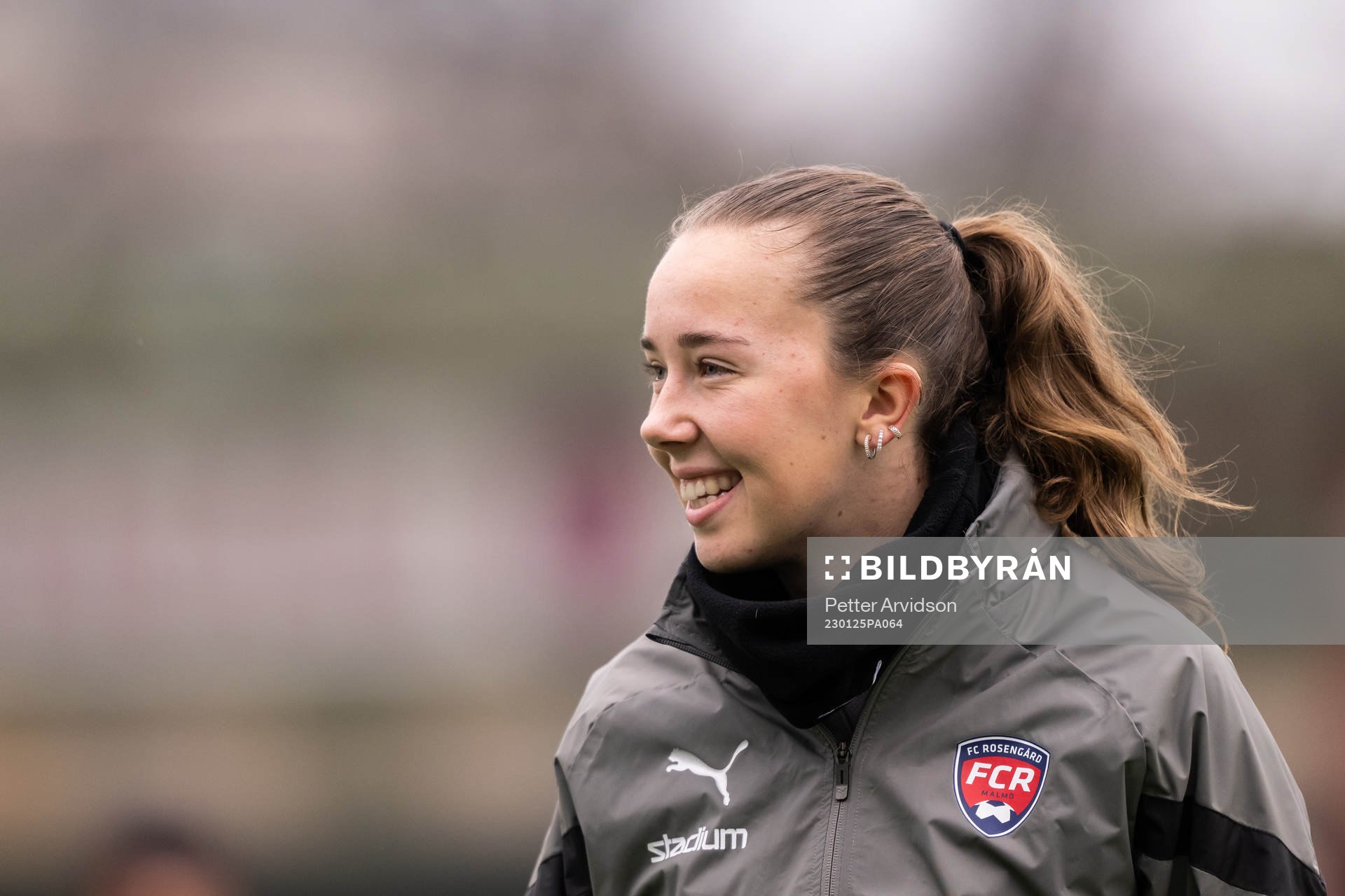 Athinna Persson Lundgren under en fotbollsträning med FC Rosengård den 25 januari 2023 i Malmö. 