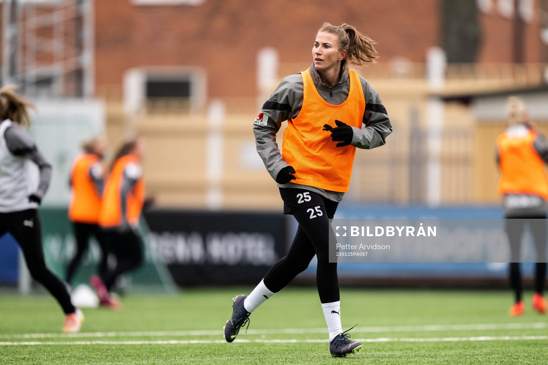 Emma Berglund under en fotbollsträning med FC Rosengård den 25 januari 2023 i Malmö. 