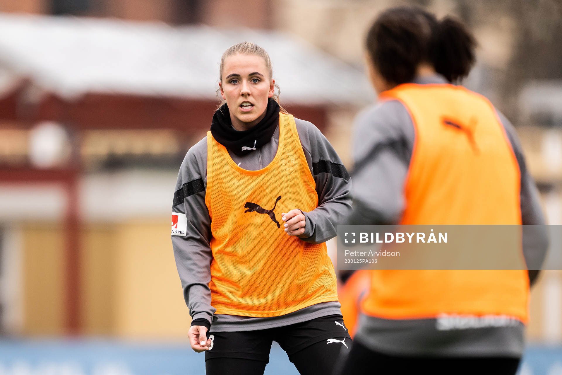 Gudrun Arnardottir under en fotbollsträning med FC Rosengård den 25 januari 2023 i Malmö. 