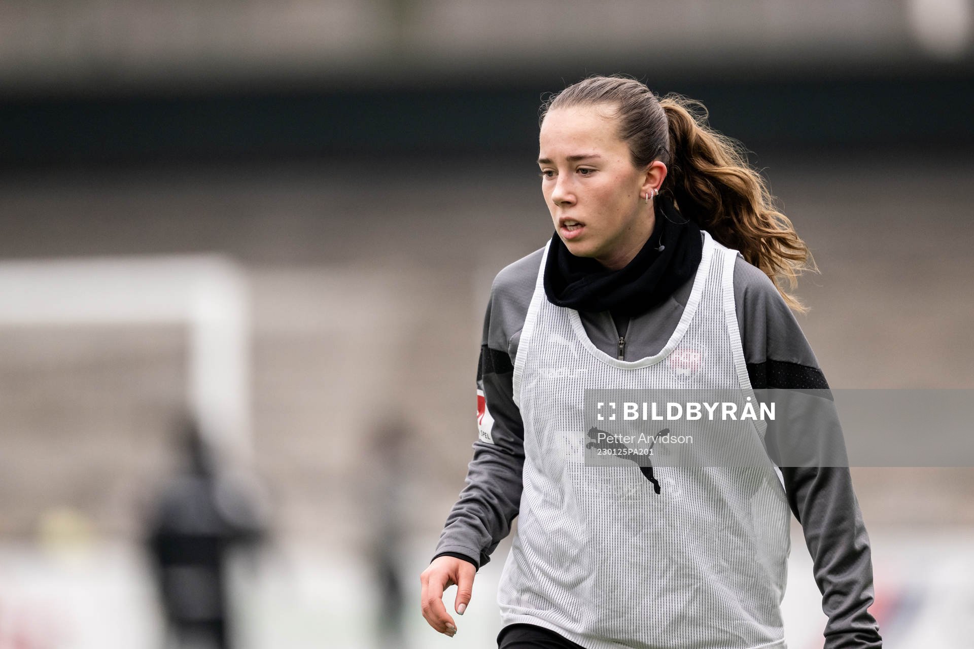 Athinna Persson Lundgren under en fotbollsträning med FC Rosengård den 25 januari 2023 i Malmö. 