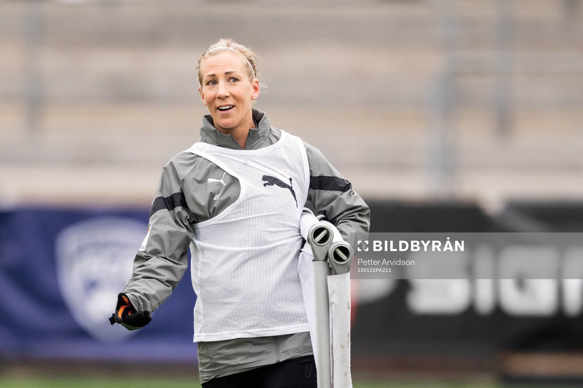 Mia Persson under en fotbollsträning med FC Rosengård den 25 januari 2023 i Malmö. 