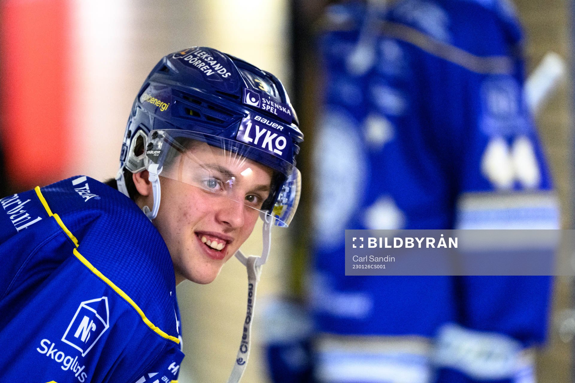 Leksands Anton Johansson innan ishockeymatchen i SHL mellan