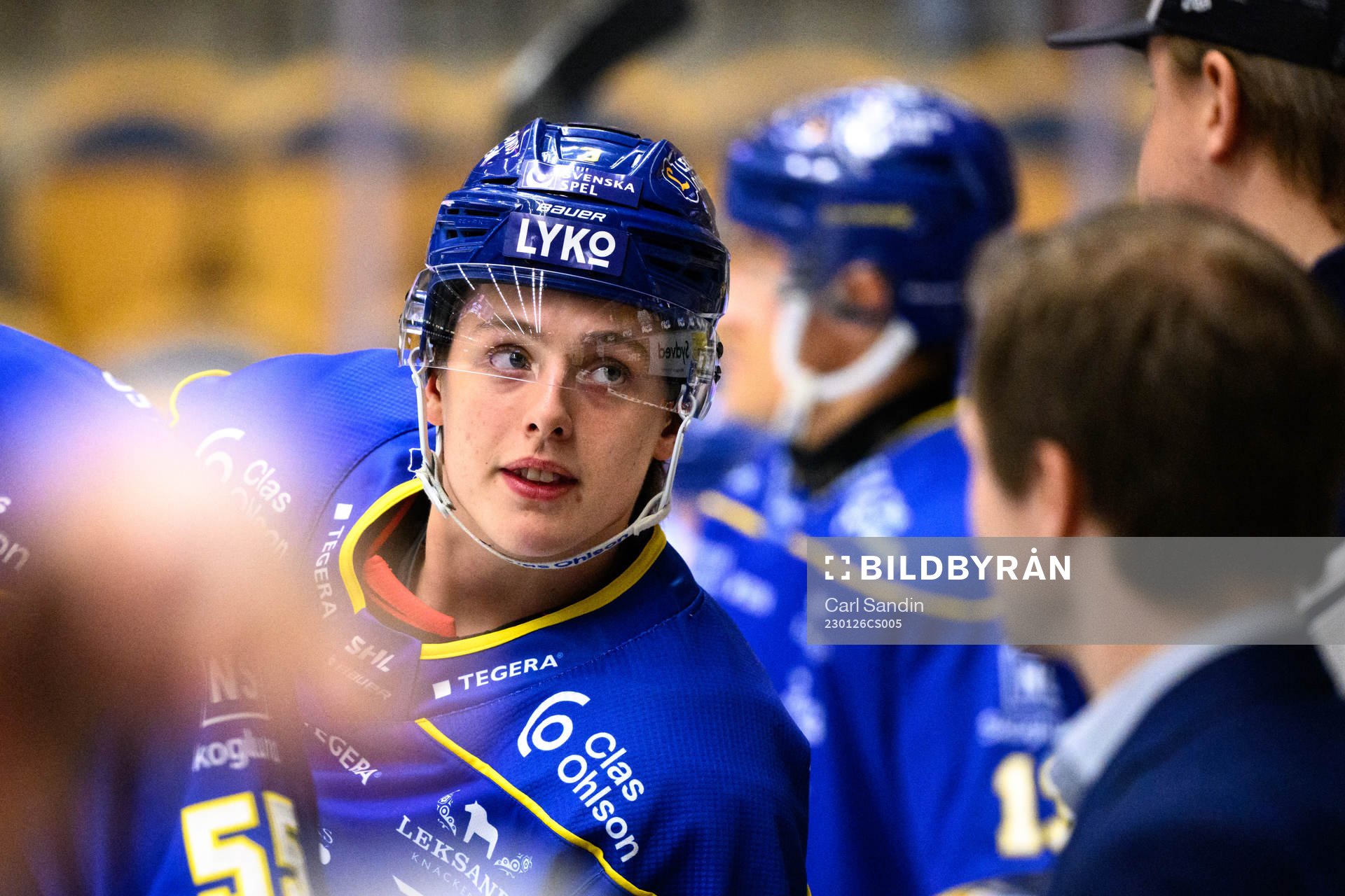 Leksands Anton Johansson innan ishockeymatchen i SHL mellan