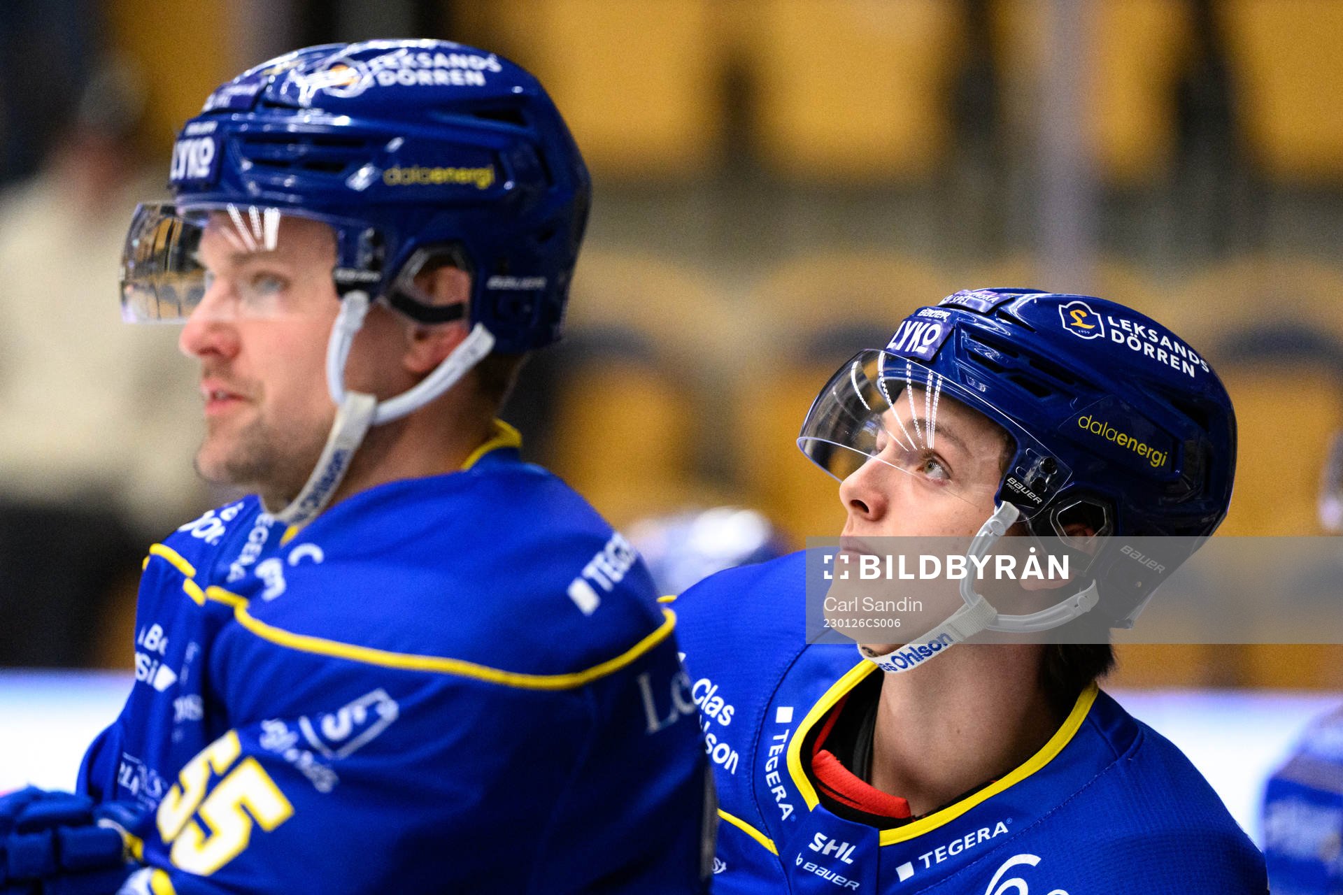Leksands Anton Johansson innan ishockeymatchen i SHL mellan