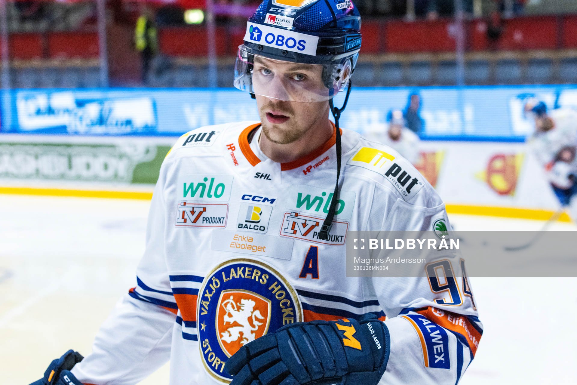 Växjös Joel Persson på uppvärmningen