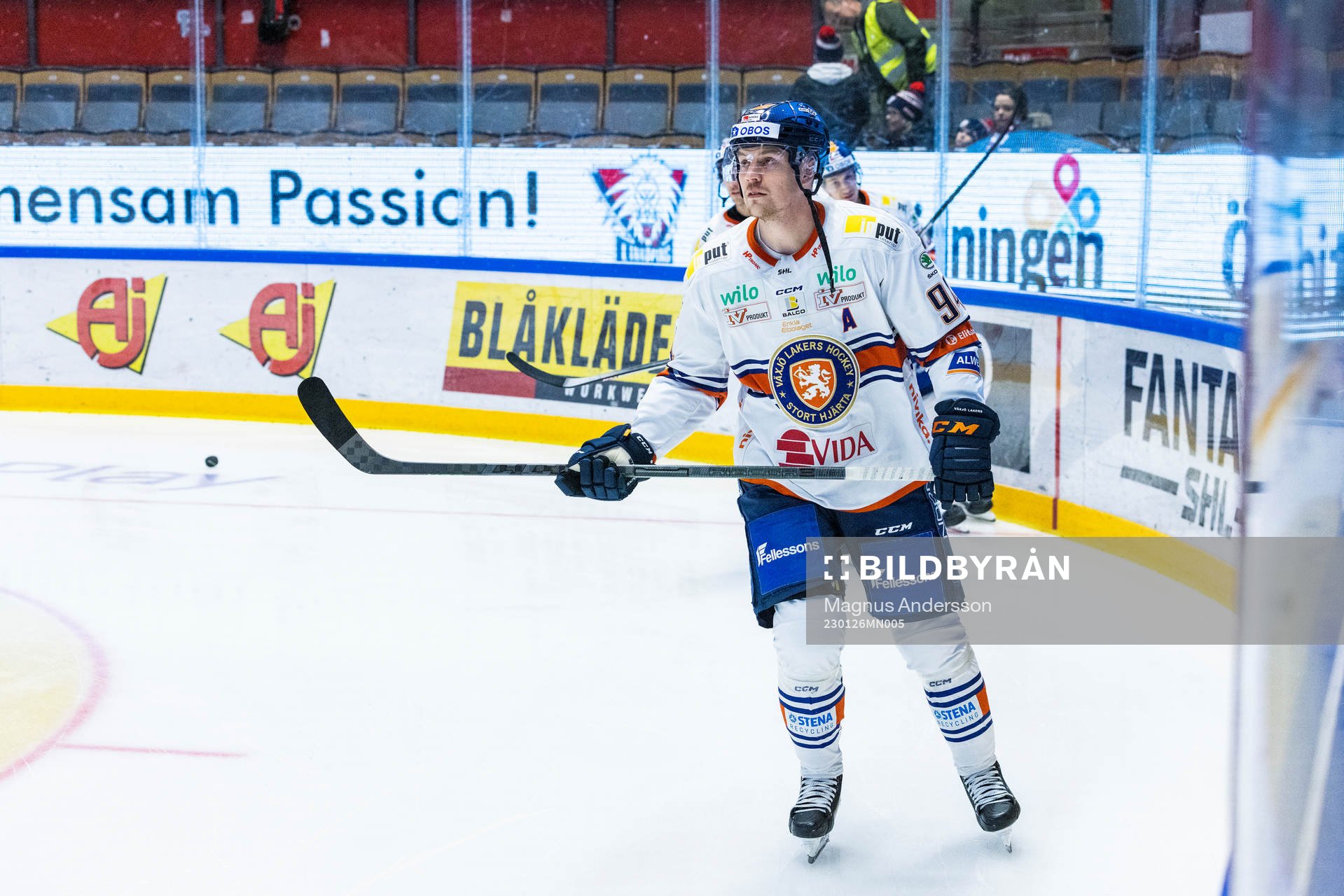Växjös Joel Persson på uppvärmningen