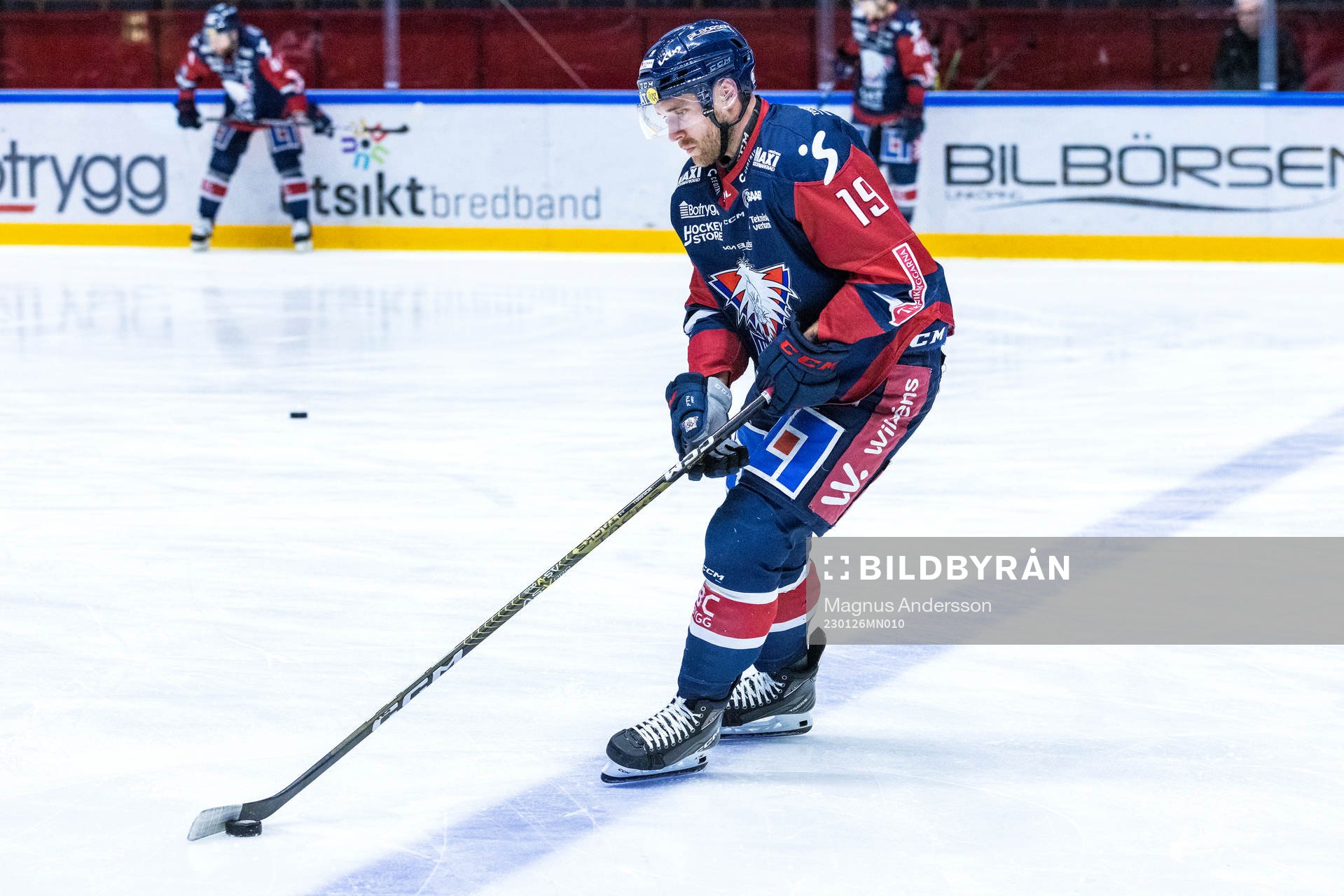 Linköpings Patrick Russell på uppvärmningen