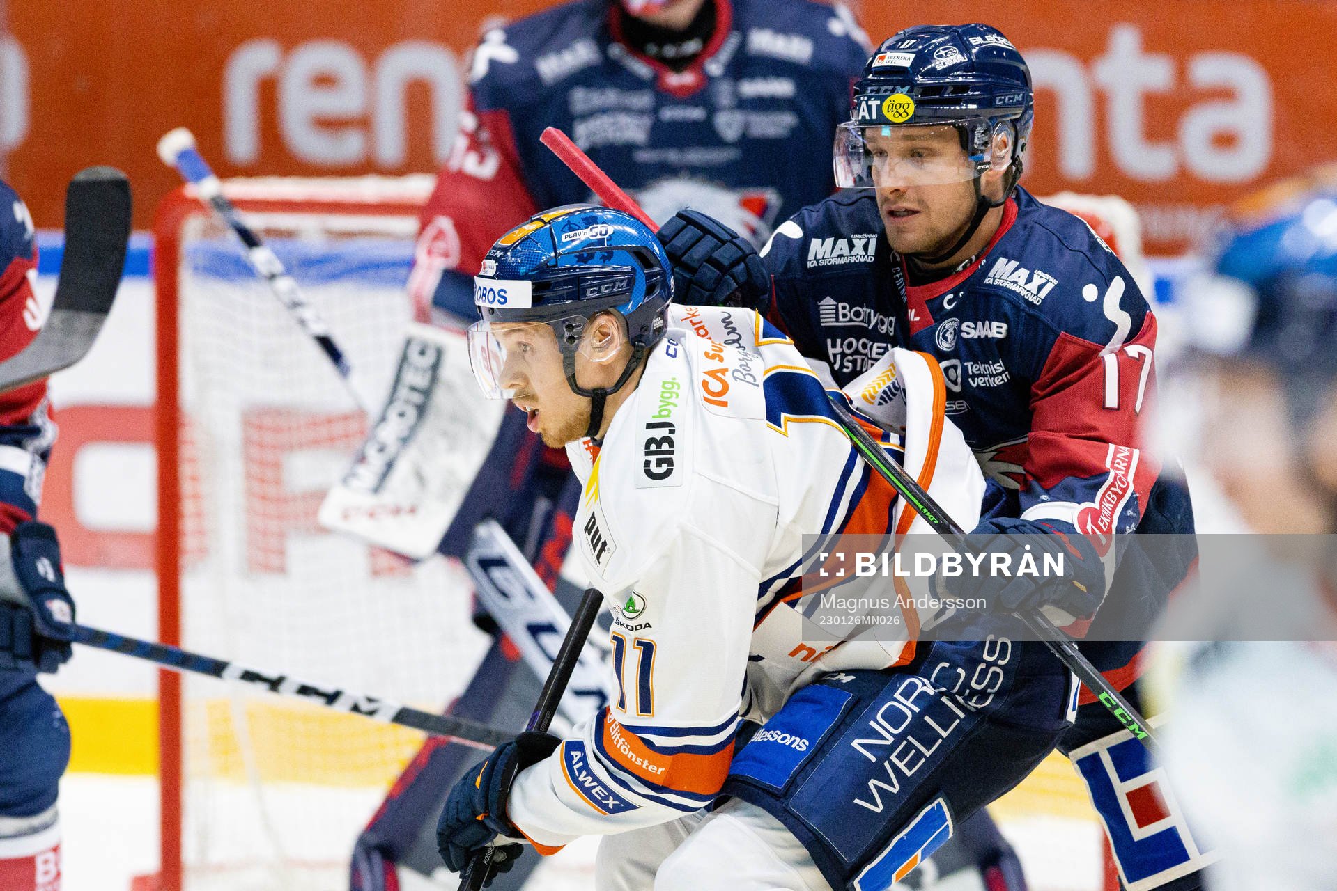 Växjös Kalle Kossila och Linköpings Sebastian Strandberg