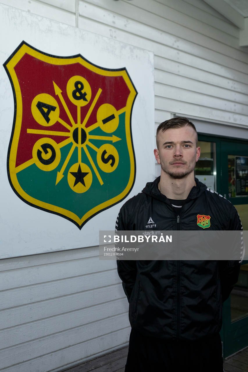 Alexander Ahl Holmström under en träning med GAIS den 27 januari 2023 i Göteborg. 