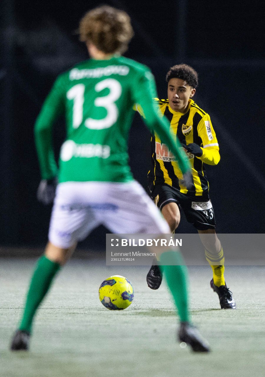 IFK Hässleholms Zeidan Sala i träningsmatchen mellan IFK Hässleholms och Hässleholms IF i Hässleholm 27 januari 2023.