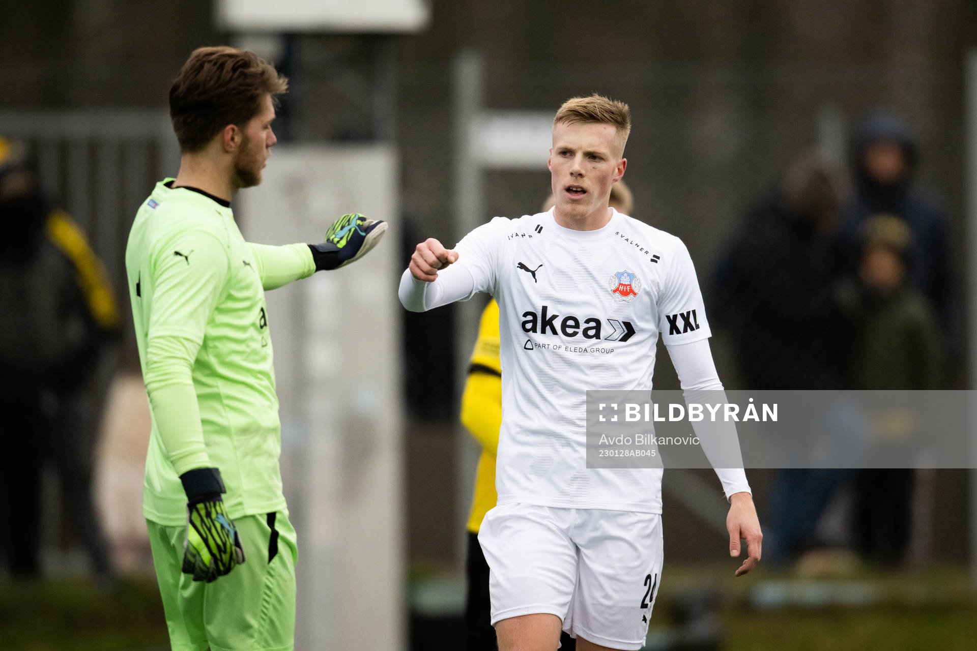 Helsingborgs målvakt Kalle Joelsson och Emil Hellman