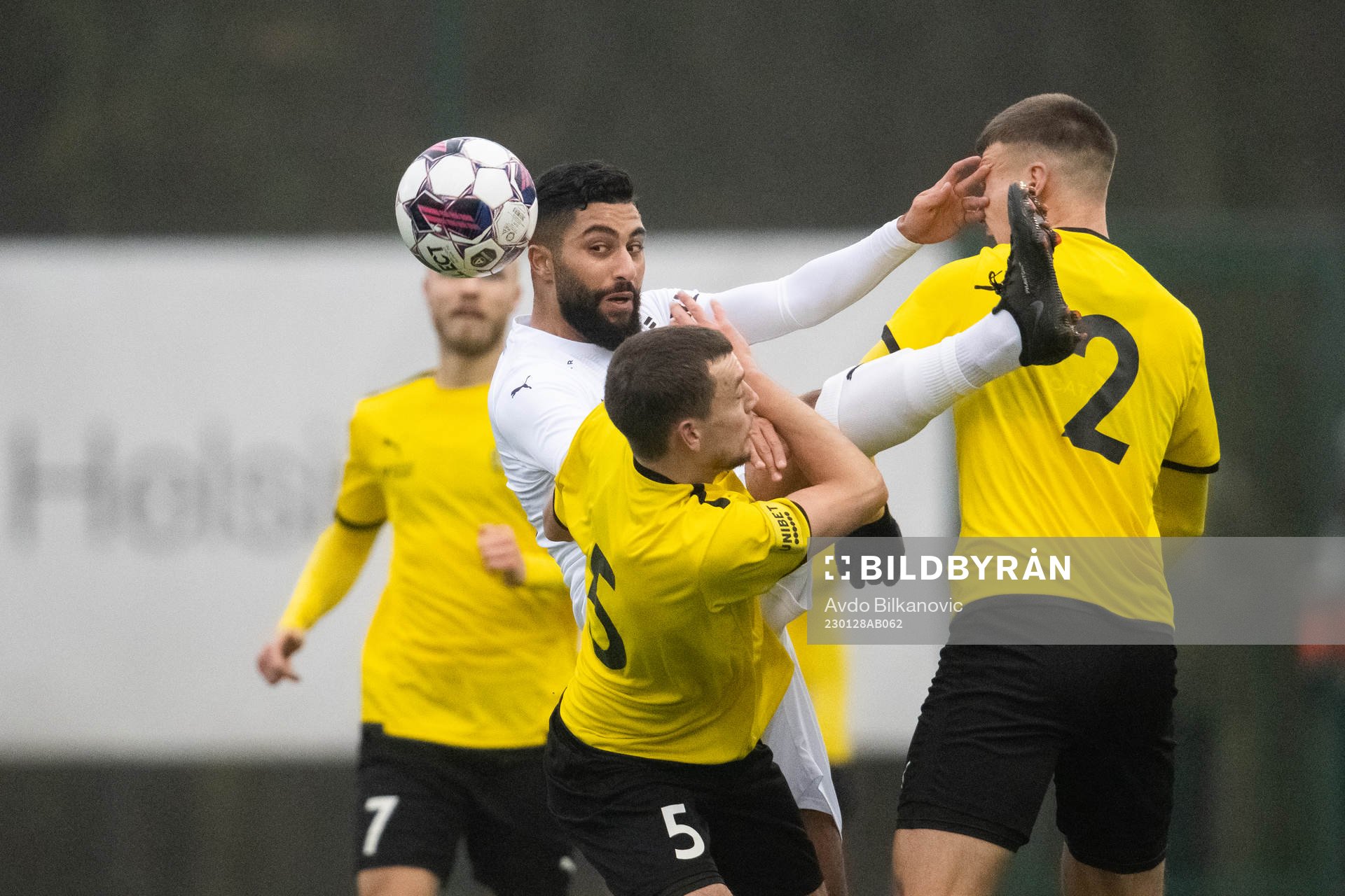 Helsingborgs Amin Al Hamawi under träningsmatchen mellan Helsingborg och Mjällby den 28 januari 2023 i Helsingborg. 