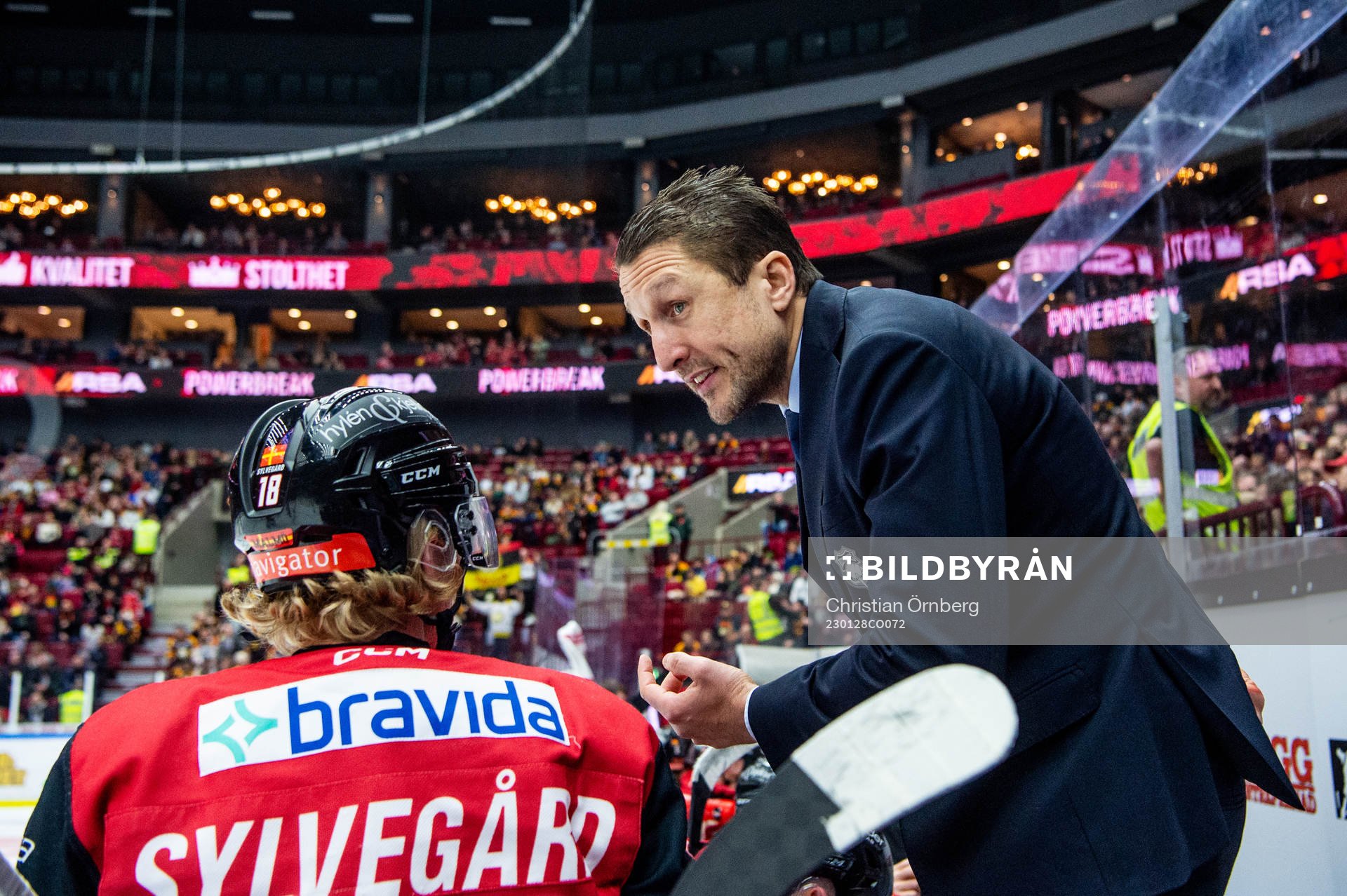 Malmö Redhawks Marcus Sylvegård och tränare Tomas Kollar