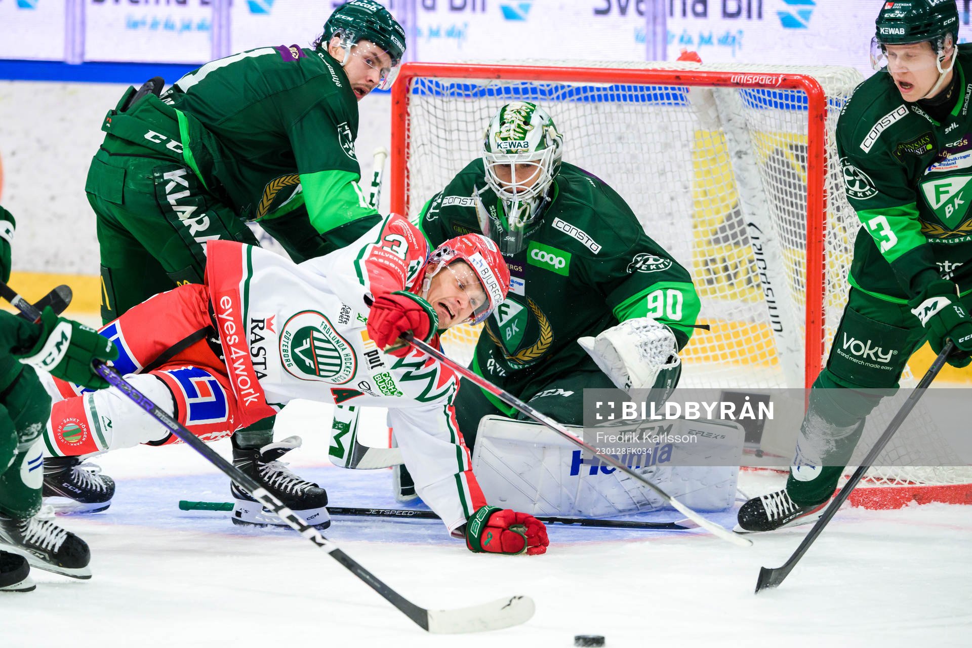 Färjestads Joakim Nygård och målvakt Matthew Tomkins
