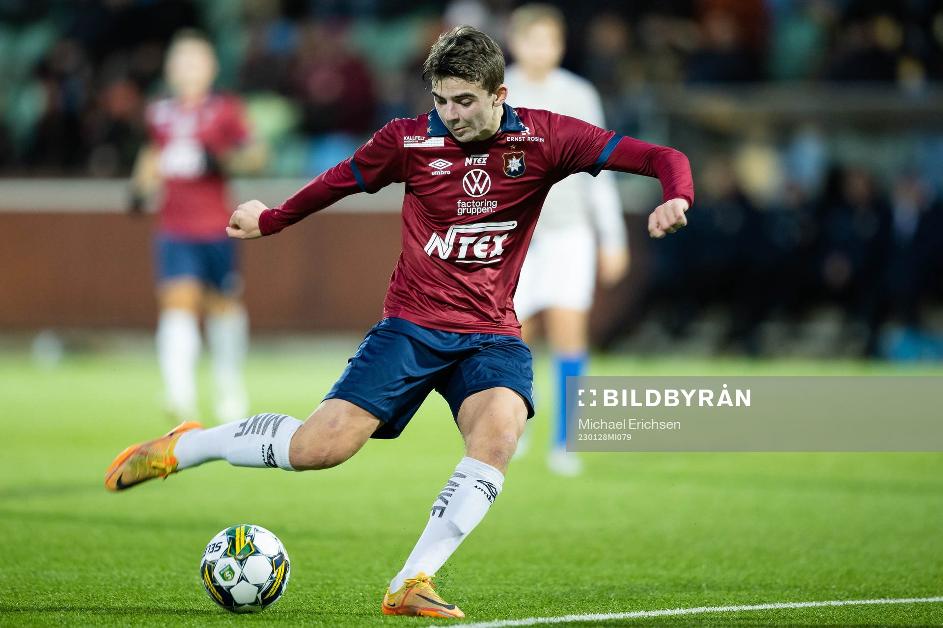 Örgrytes Jonatan Vennberg under träningsmatchen i fotboll mellan Örgryte och Oddevold den 28 januari 2023 i Göteborg. 