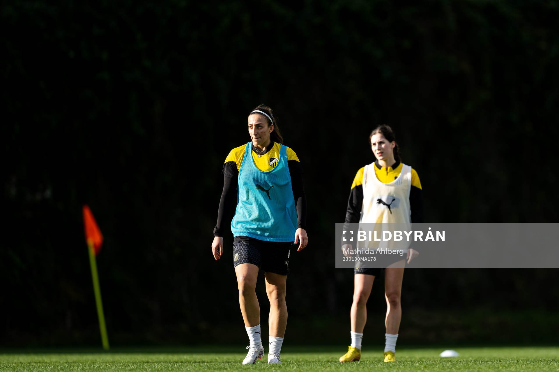 Rosa Kafaji under en fotbollsträning med Häcken den 30 januari 2023 i Marbella. 