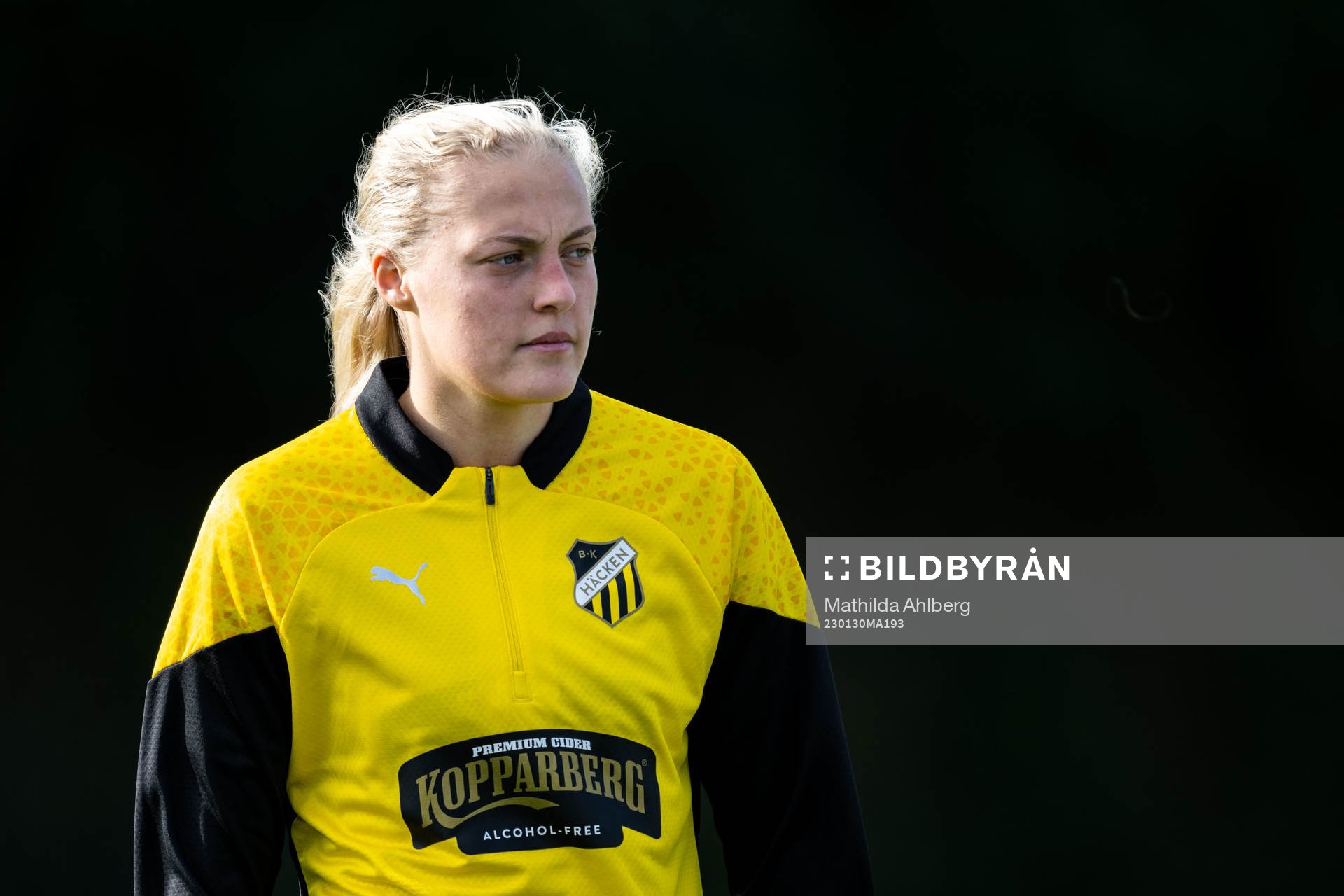 Molly Johansson under en fotbollsträning med Häcken den 30 januari 2023 i Marbella. 
