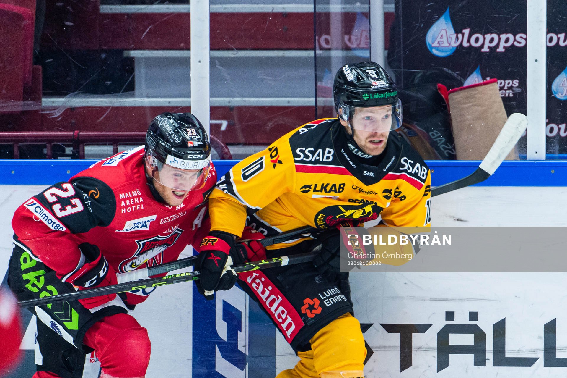 Malmö Redhawks Christoffer Forsberg och Luleås Einar