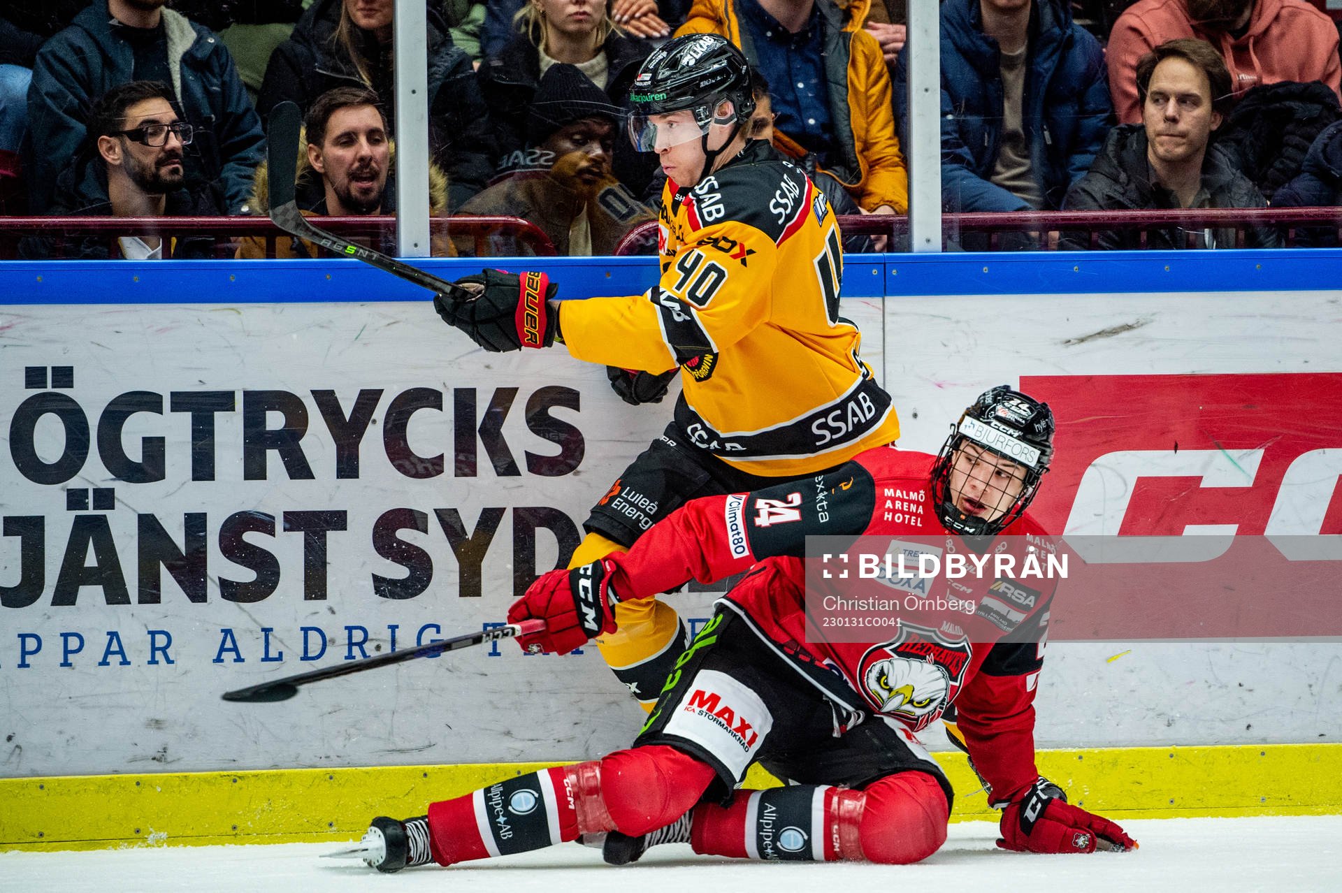 Luleås Tomi Sallinen mot Malmö Redhawks Anton Wahlberg