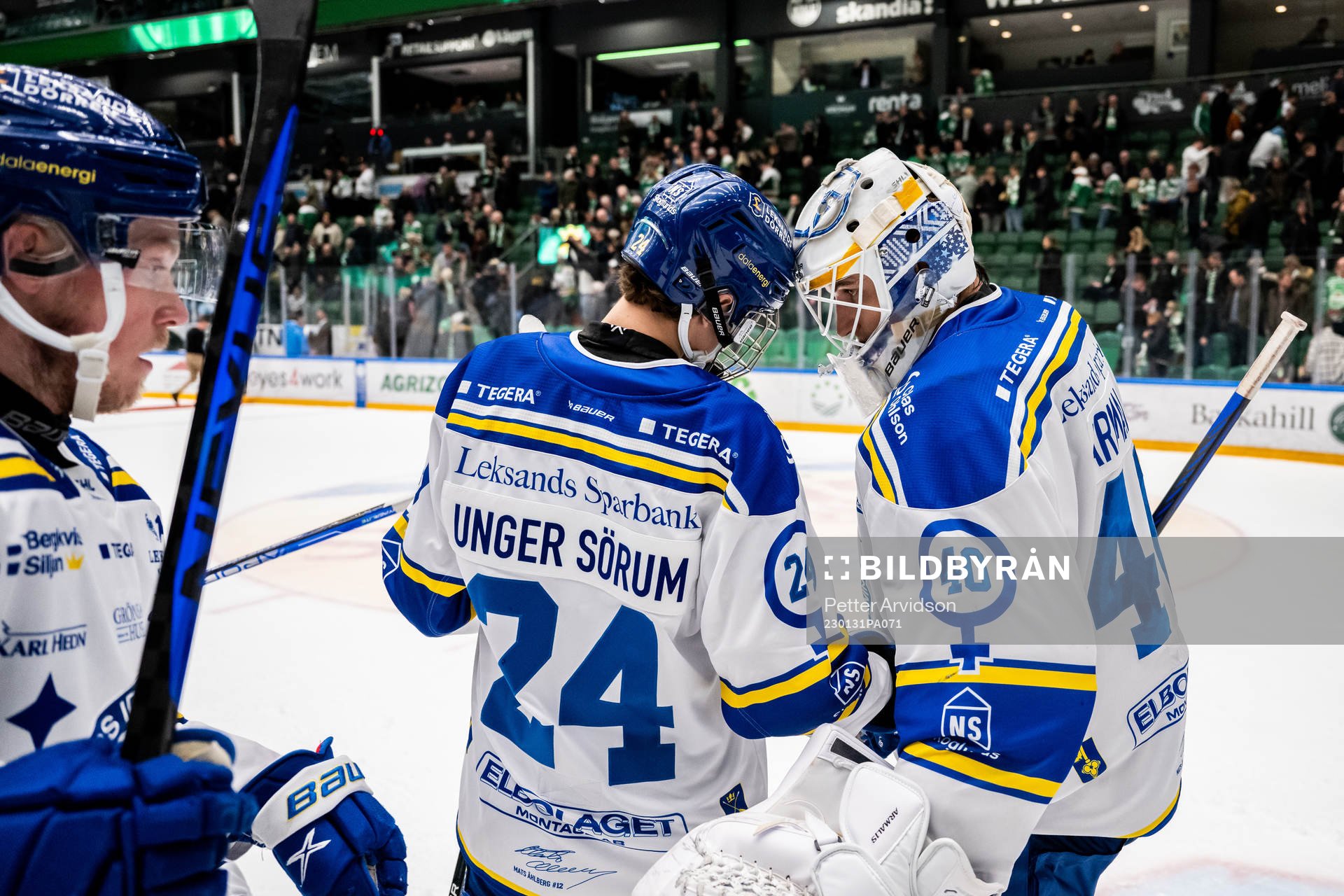 Leksands Felix Unger Sörum och målvakt Mantas Armalis