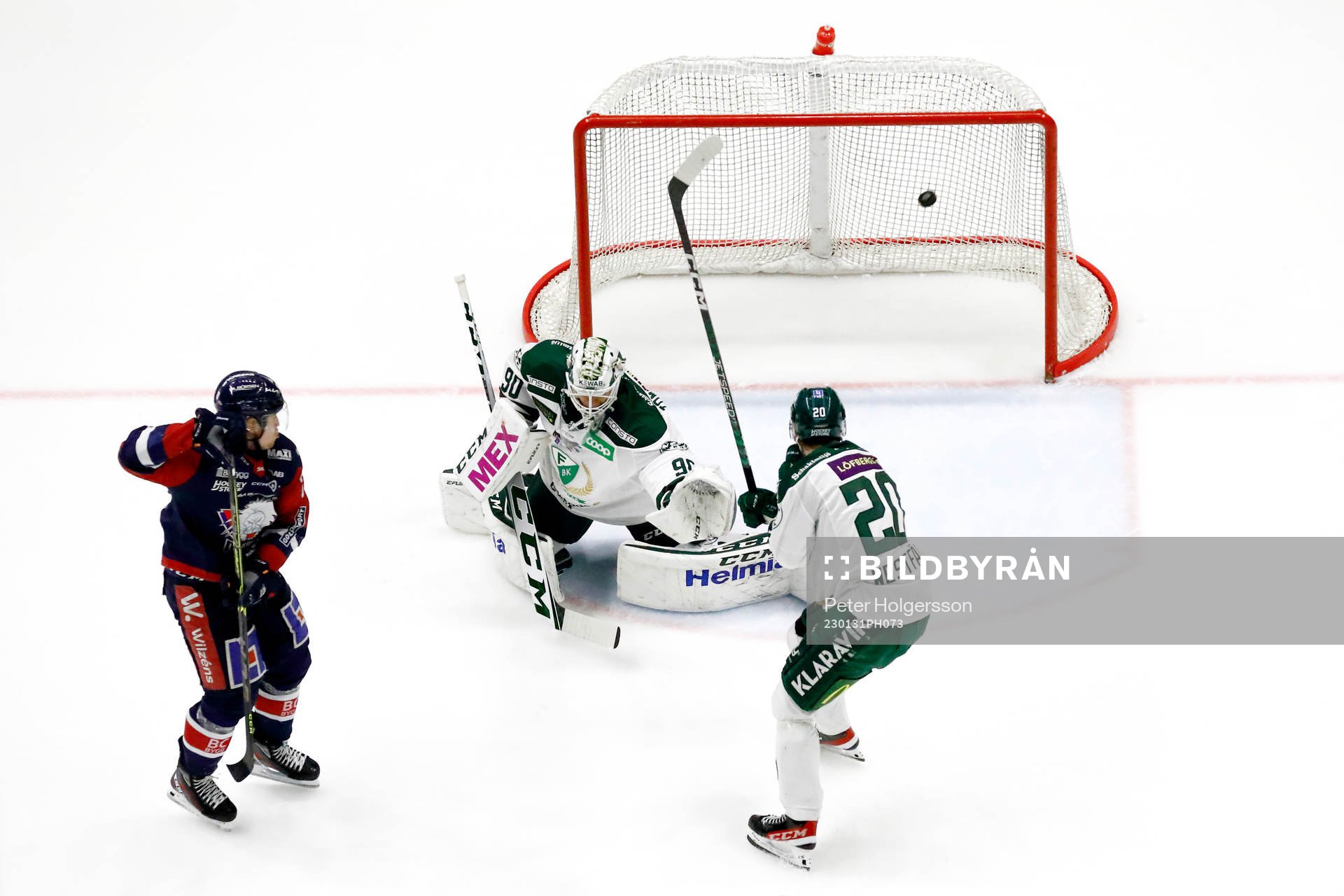 Mål 3-1 av Linköpings Linus Hultström förbi Färjestads