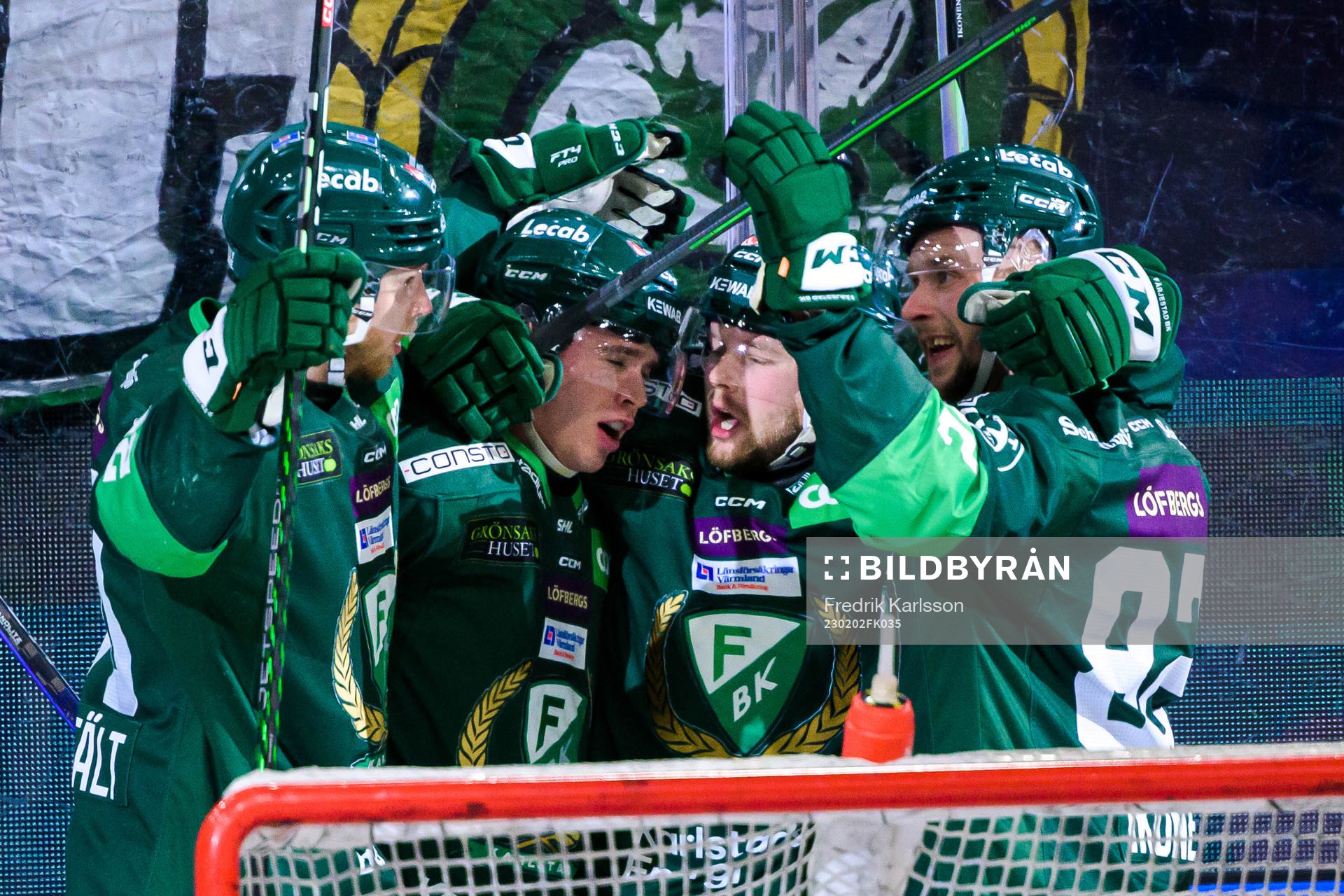 Färjestads Oscar Lawner, Axel Bergkvist och Jasse Ikonen