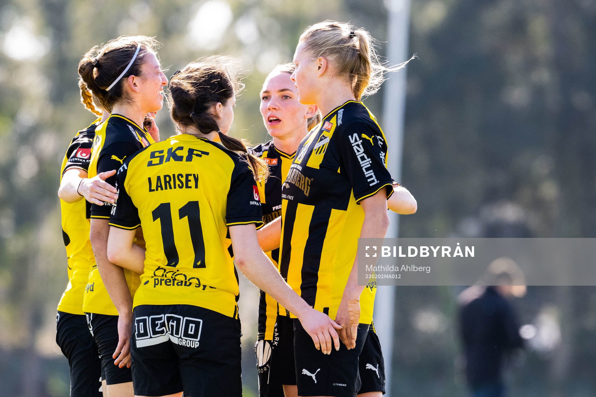Häckens Stine Larsen jublar med lagkamrater