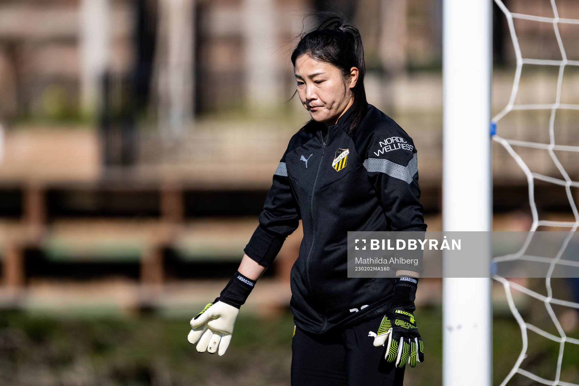 Häckens målvakt Younggeul Yoon under träningsmatchen i fotboll mellan Vålerenga och Häcken den 2 februari 2023 i Estepona. 