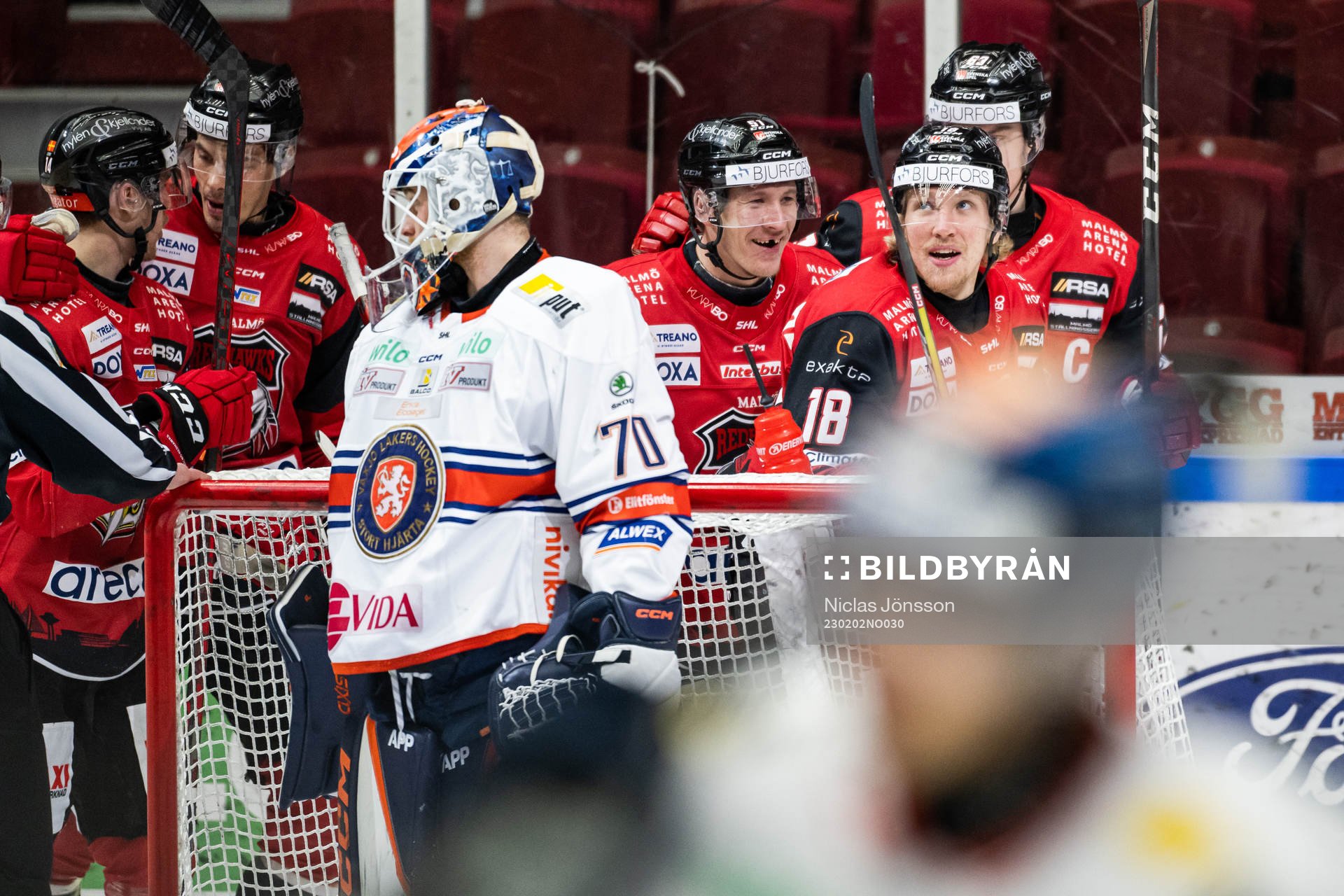 Malmö Redhawks Emil Sylvegård och Marcus Sylvegård jublar