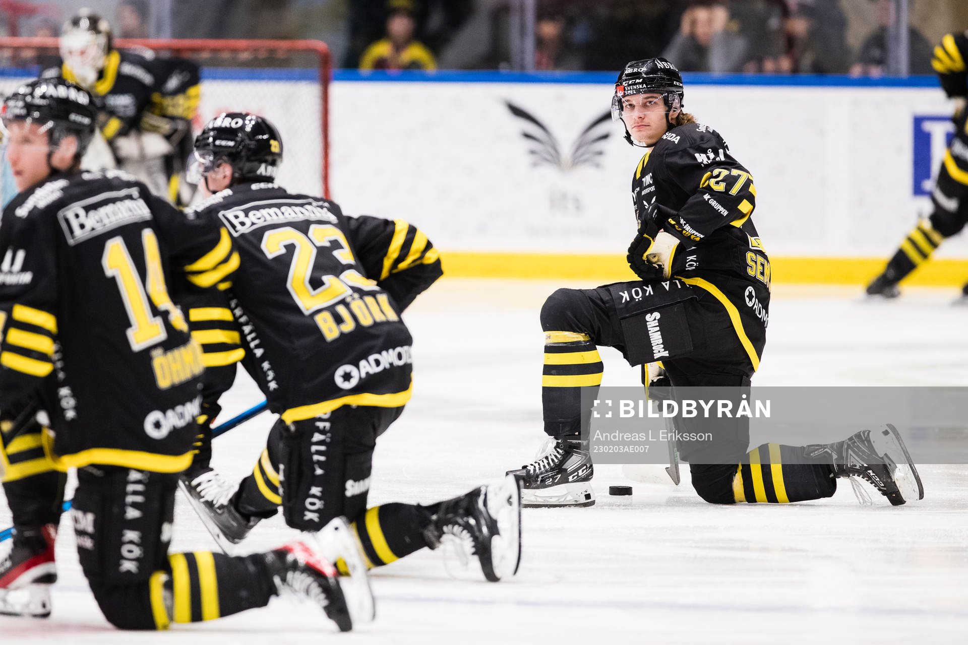 AIKs Oscar Öhman, Christoffer Björk och Maksim Semjonov