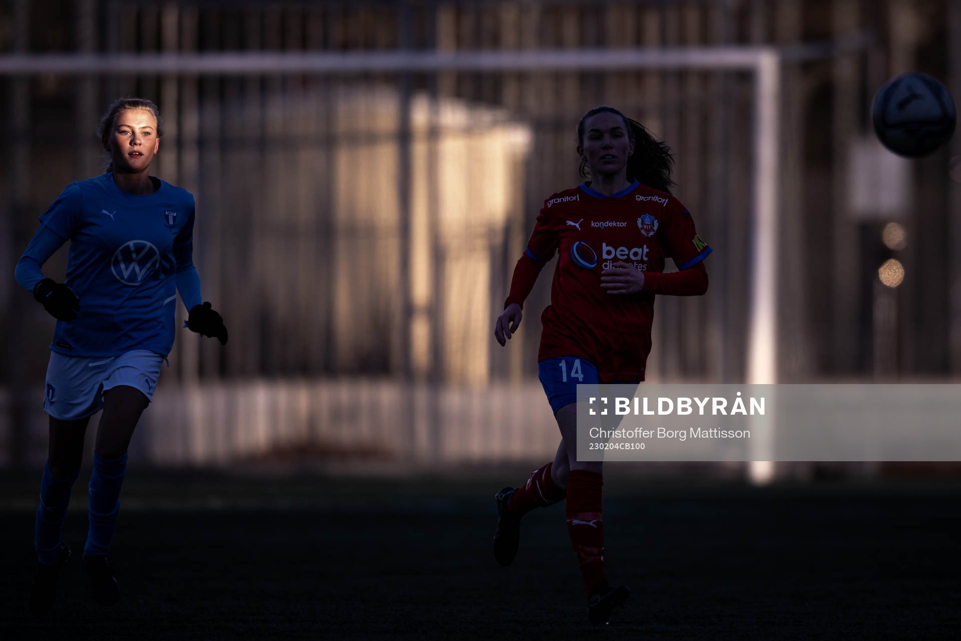 Malmö FFs Holly Persson under träningsmatchen i fotboll mellan Malmö FF och Helsingborgs IF den 4 februari 2023 i Malmö.