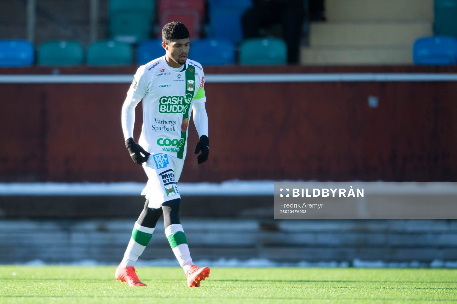 Varbergs Luke Le Roux under träningsmatchen mellan GAIS och Varberg den 4 februari 2023 i Göteborg. 