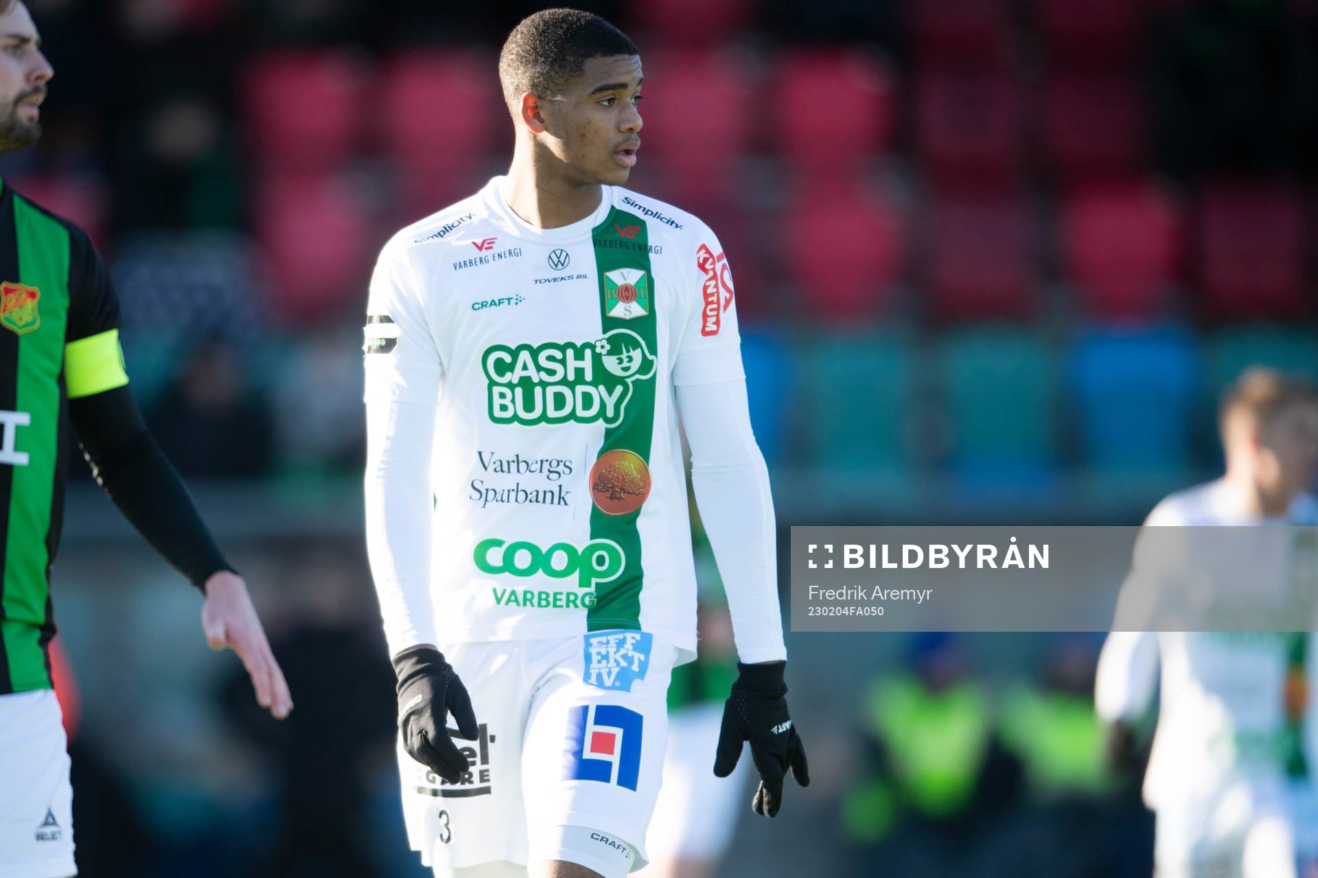 Varbergs Marcly Tshikupe under träningsmatchen mellan GAIS och Varberg den 4 februari 2023 i Göteborg. 
