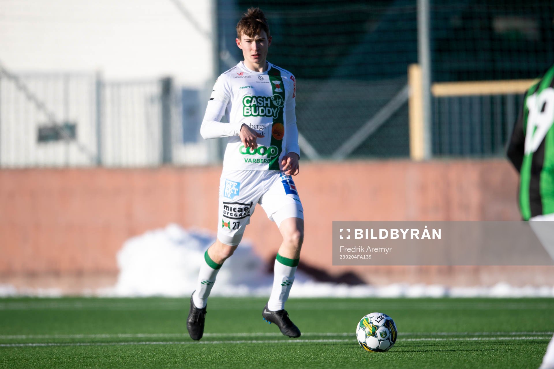 Varbergs Albin Berggren under träningsmatchen mellan GAIS och Varberg den 4 februari 2023 i Göteborg. 