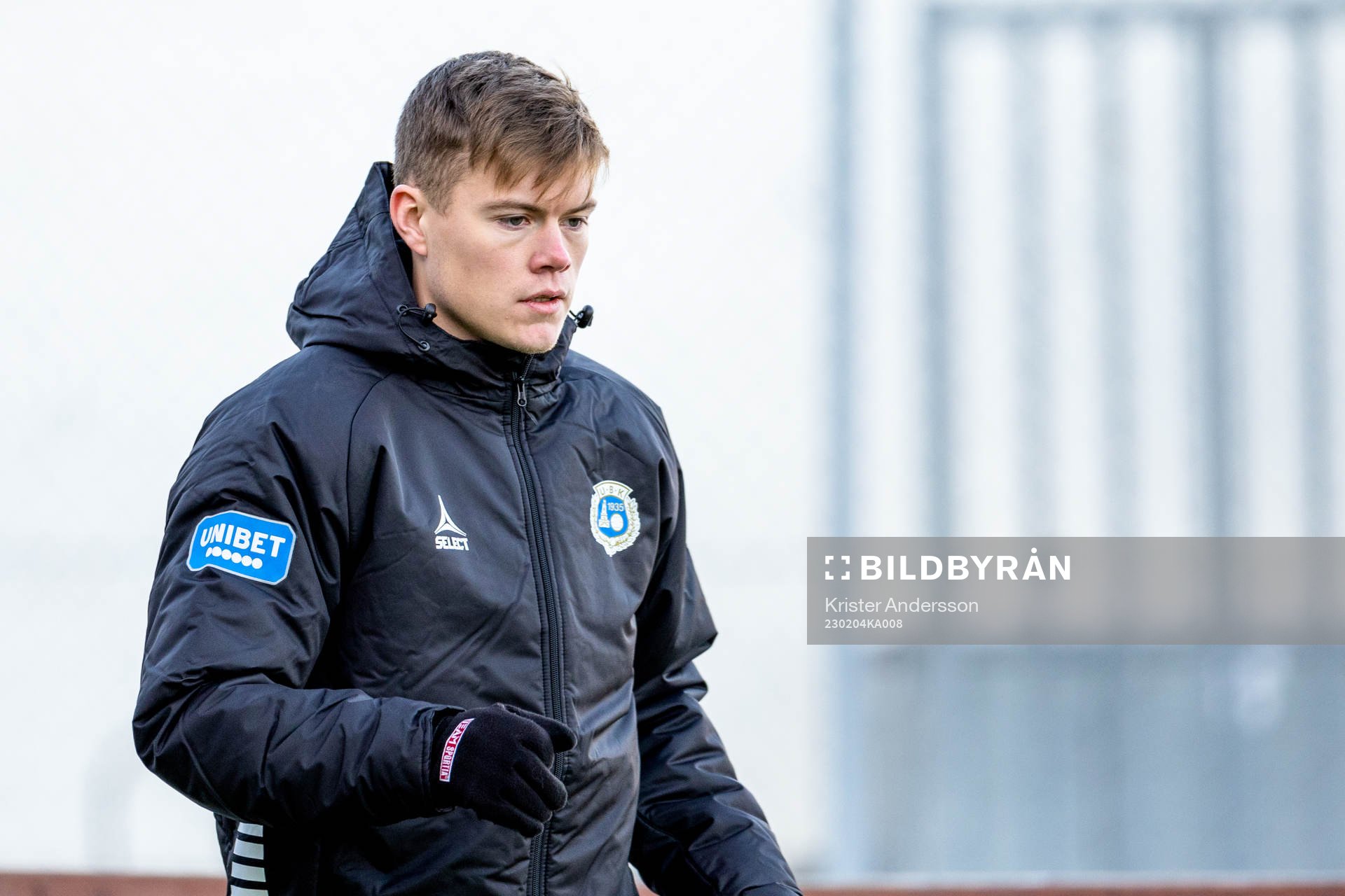 Utsiktens Albin Skoglund före träningsmatchen i fotboll