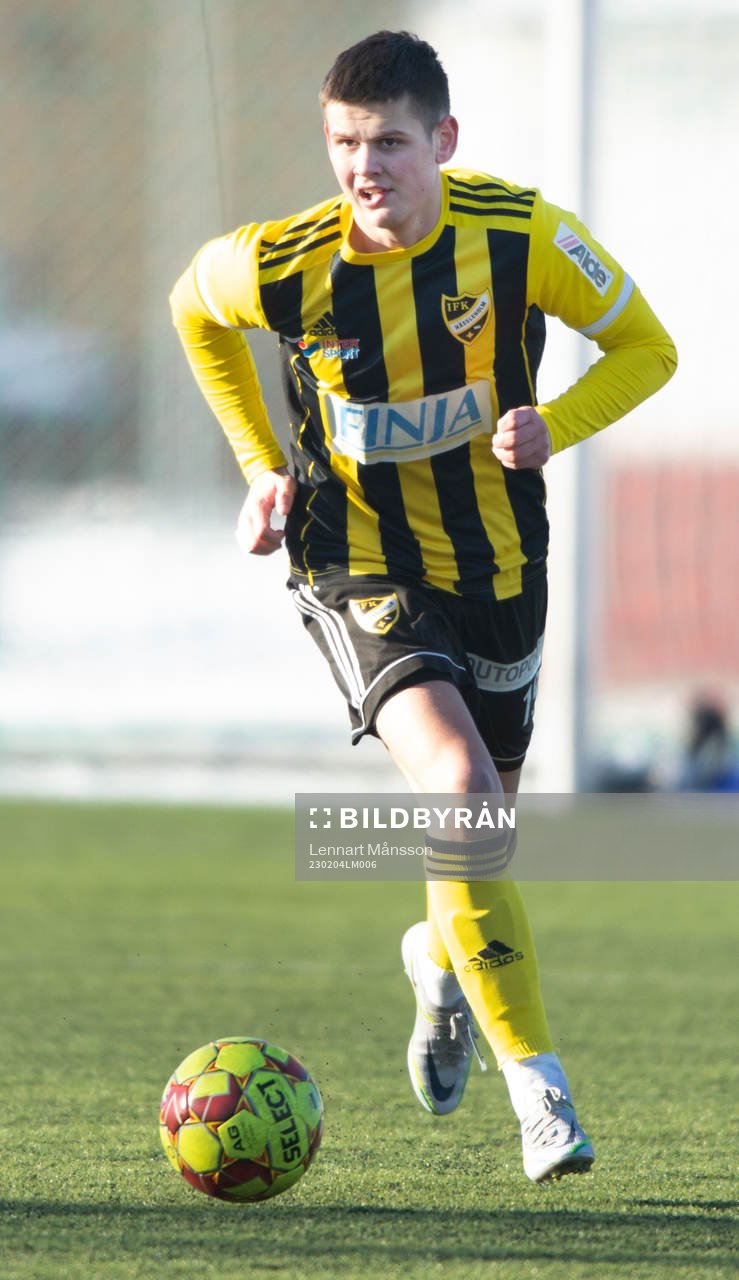 IFK Hässleholms Victor Ahlgren i träningsmatchen mellan