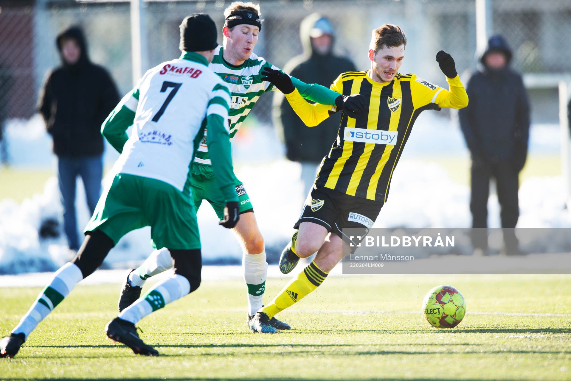 IFK Hässleholms Edvin Nilsson i träningsmatchen mellan IFK Hässleholm och VMA i Hässleholm 4 februari 2023.