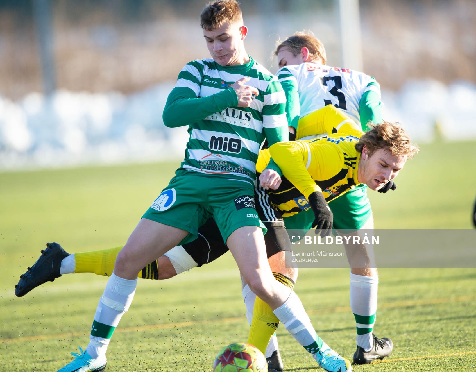 IFK Hässleholms Isaac Holmberg i träningsmatchen mellan IFK Hässleholm och VMA i Hässleholm 4 februari 2023.